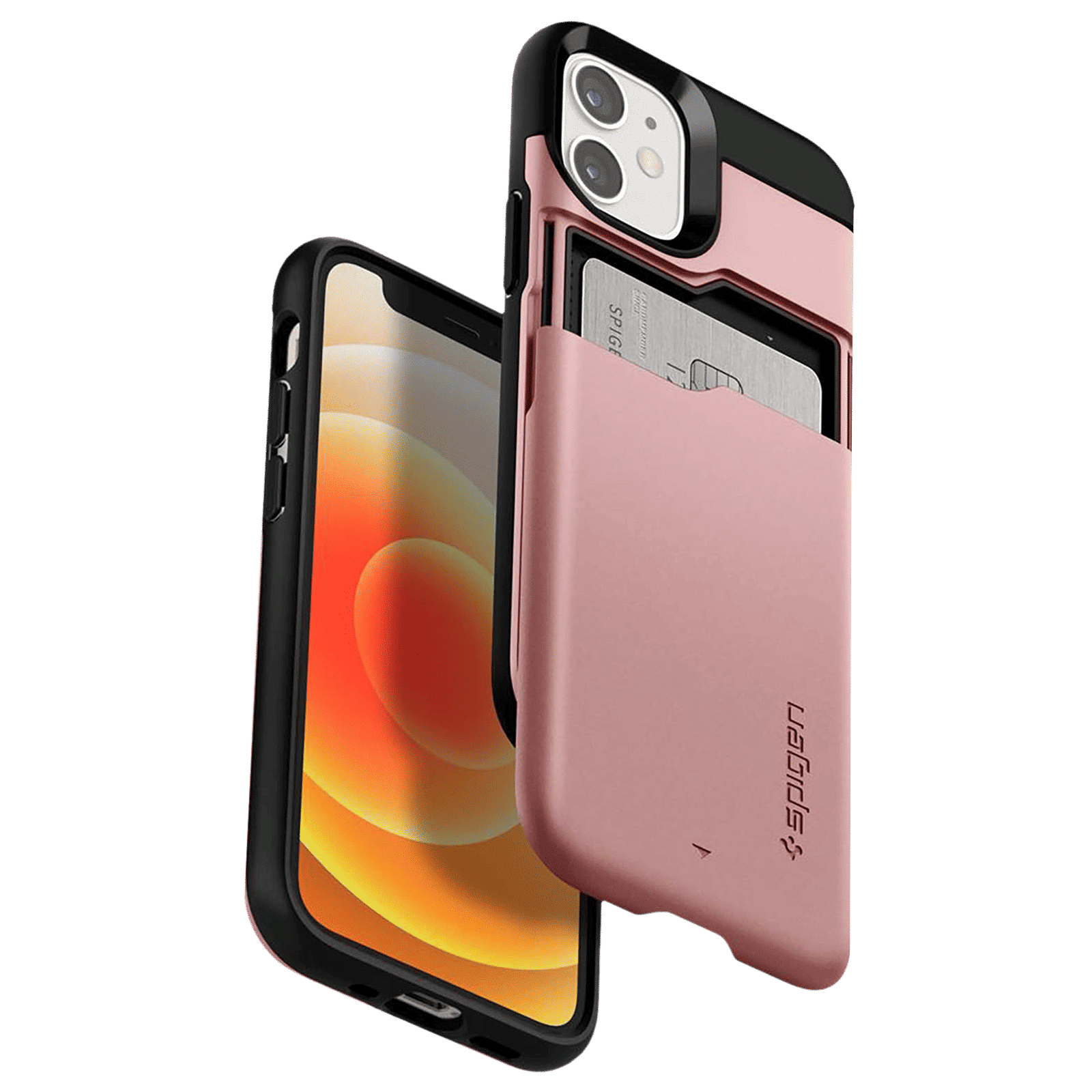 spigen Slim Armor CS Hard & Soft TPU & Polycarbonate Back Cover for Apple iPhone 12 Mini (Air Cushion Technology, Rose Gold)_11