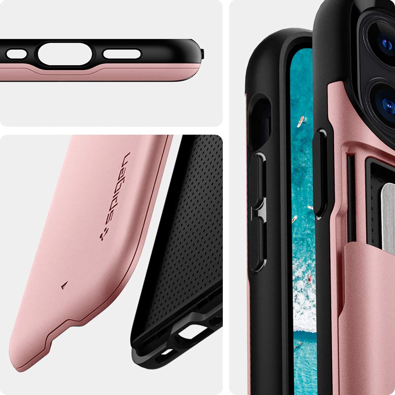 spigen Slim Armor CS Hard & Soft TPU & Polycarbonate Back Cover for Apple iPhone 12 Mini (Air Cushion Technology, Rose Gold)_12