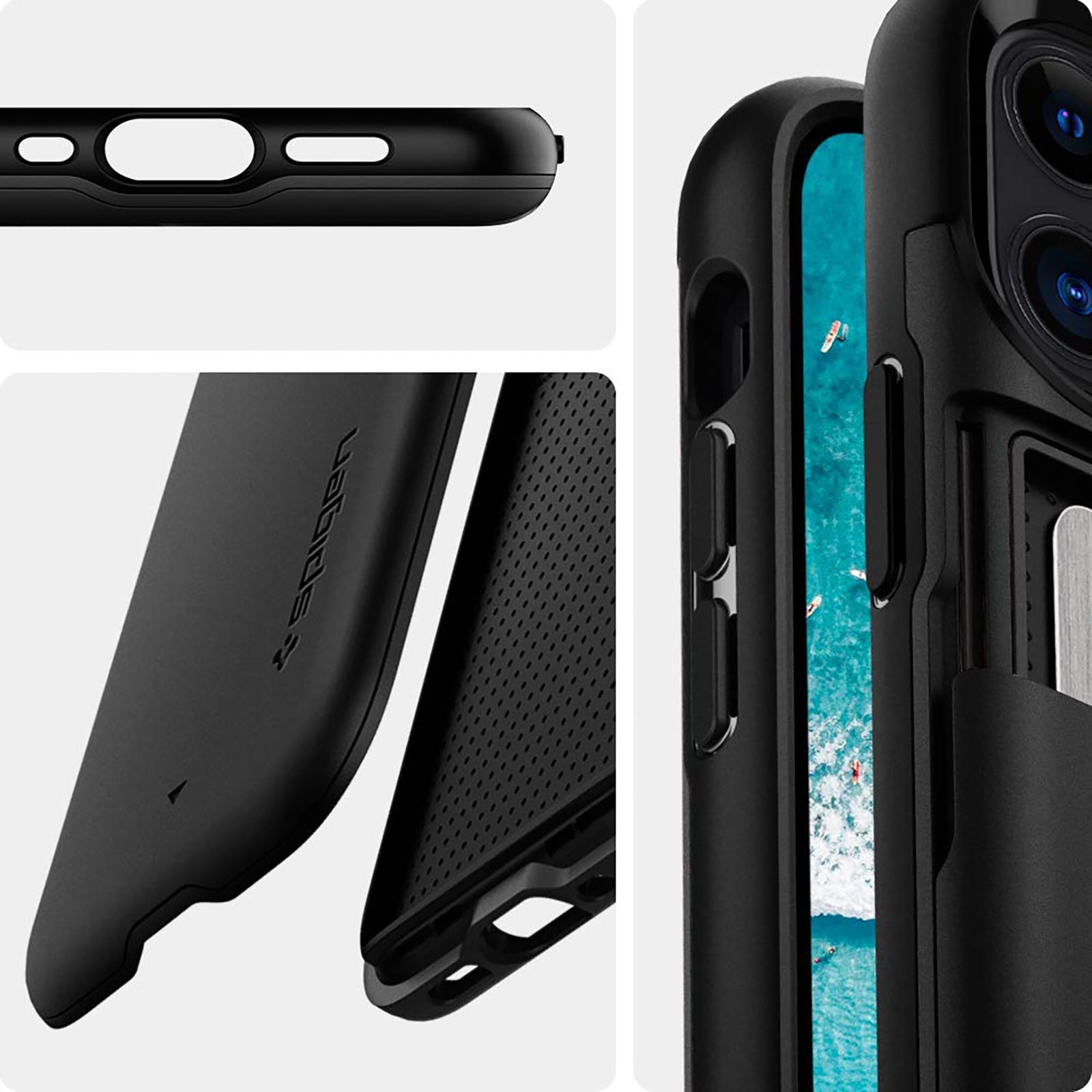 spigen Slim Armor CS Polycarbonate & TPU Back Cover for Apple iPhone 12 mini (Air Cushion Technology, Black)_12
