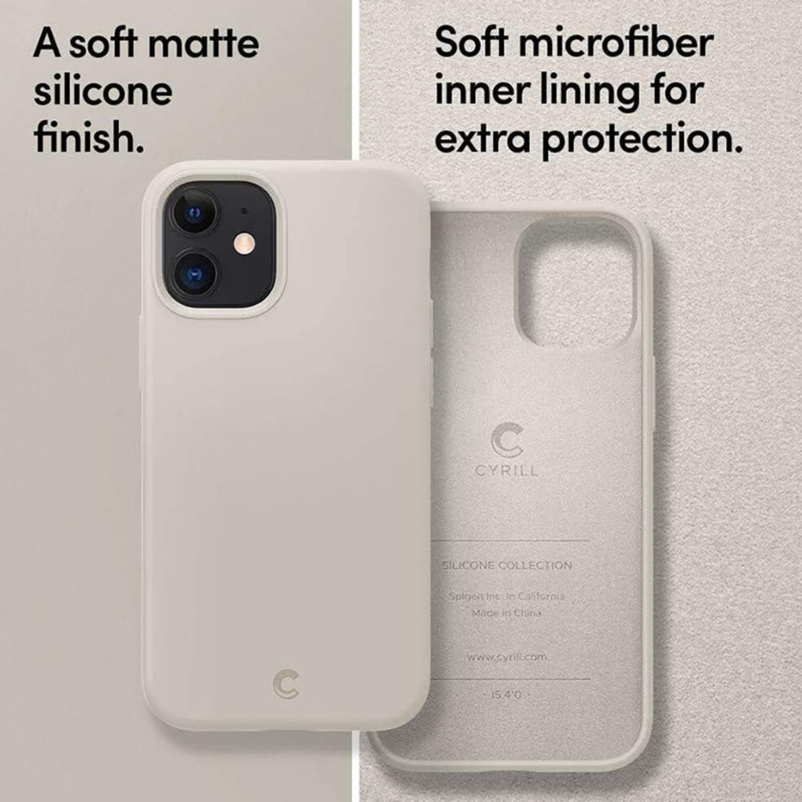 spigen Silicone Back Case For iPhone 12 Mini (Ergonomic Design, ACS01787, Beige)_12