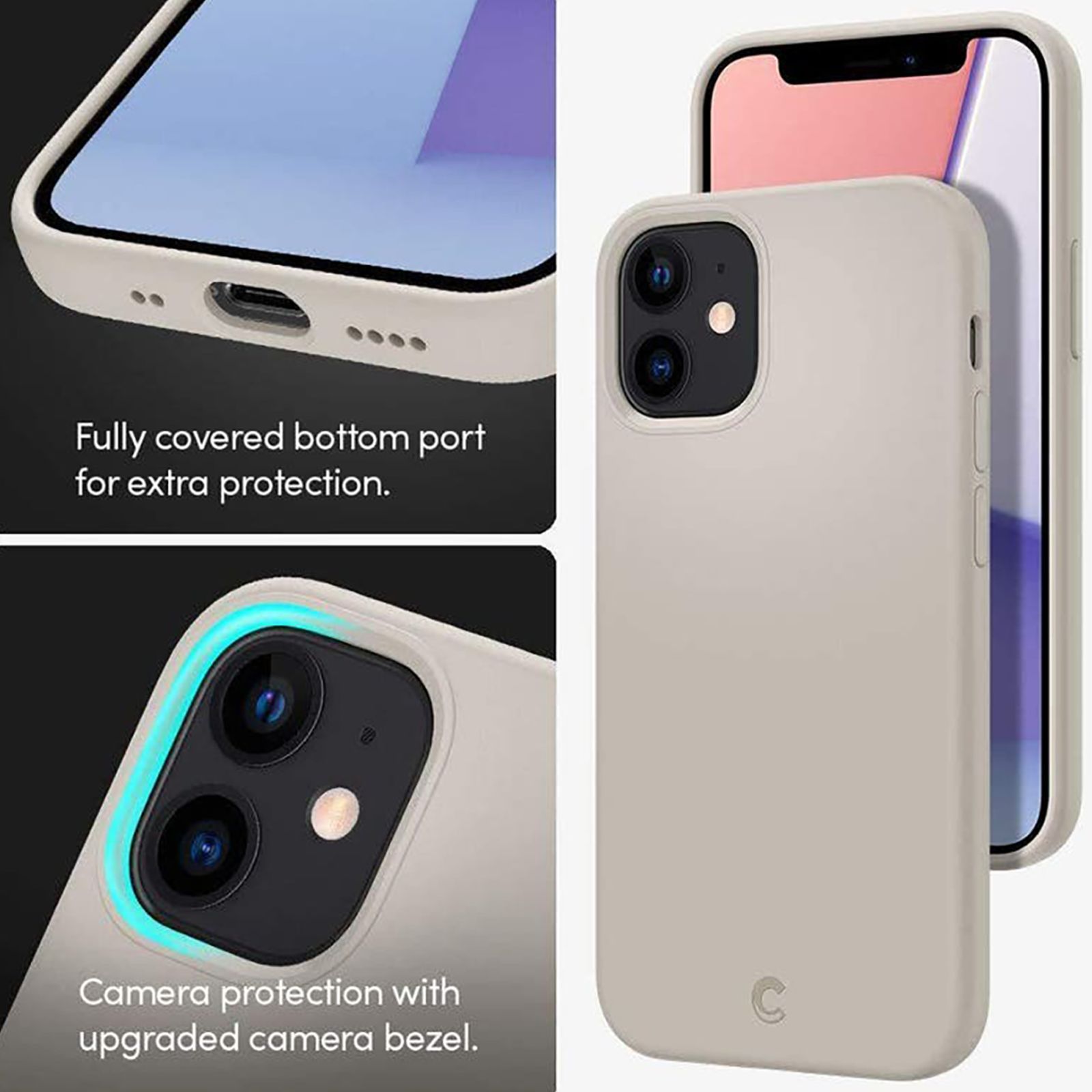 spigen Silicone Back Case For iPhone 12 Mini (Ergonomic Design, ACS01787, Beige)_13