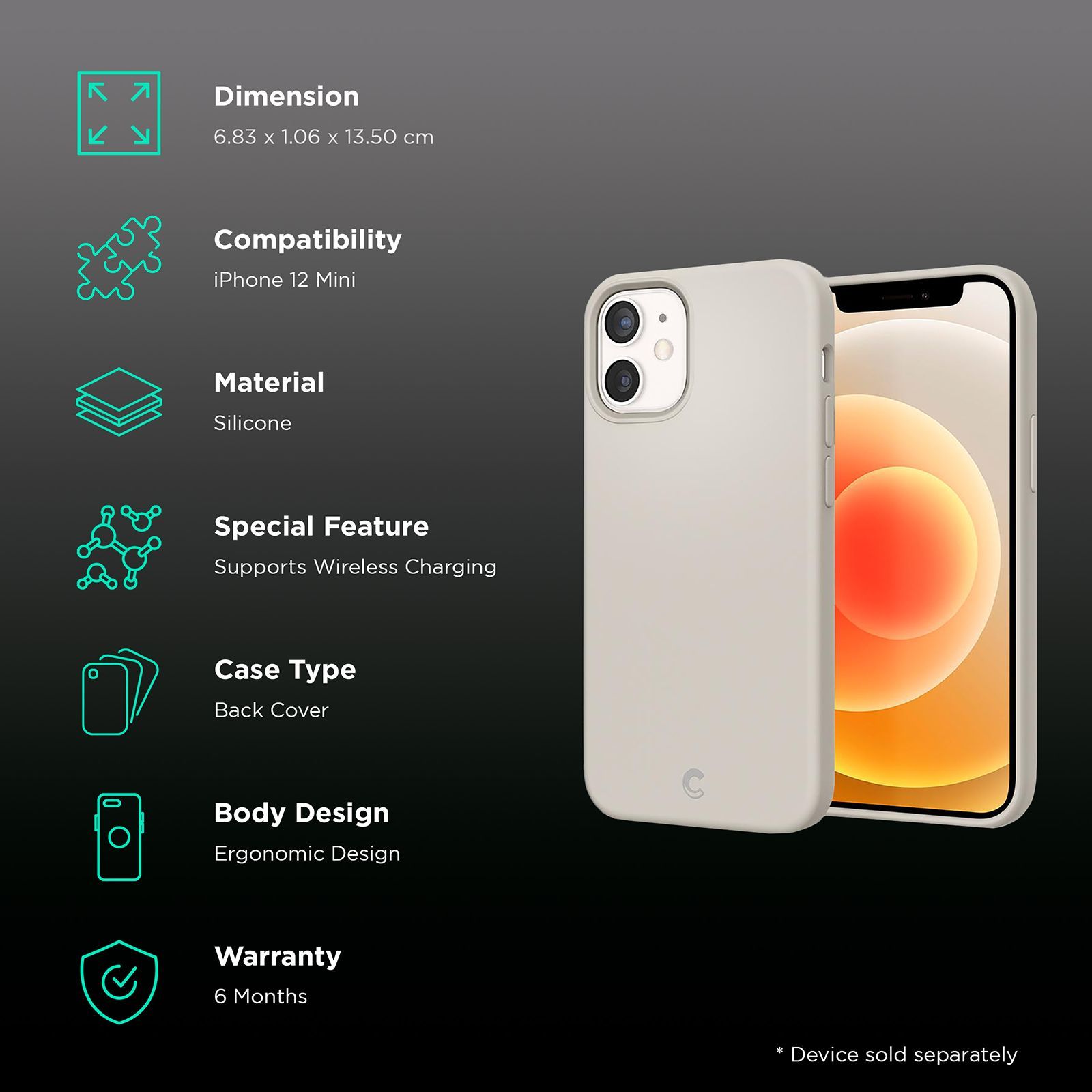 spigen Silicone Back Case For iPhone 12 Mini (Ergonomic Design, ACS01787, Beige)_2