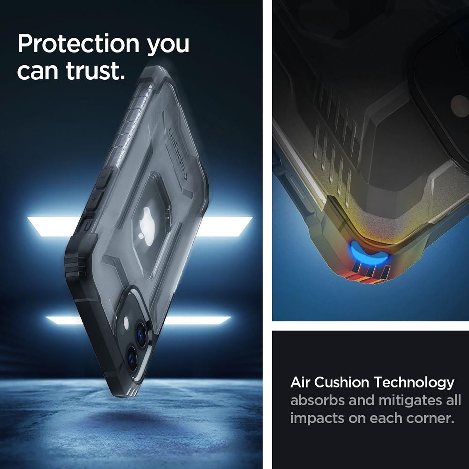 spigen Nitro Force TPU & Polycarbonate Back Cover for Apple iPhone 12 Mini (Air Cushion Technology, Clear)_8