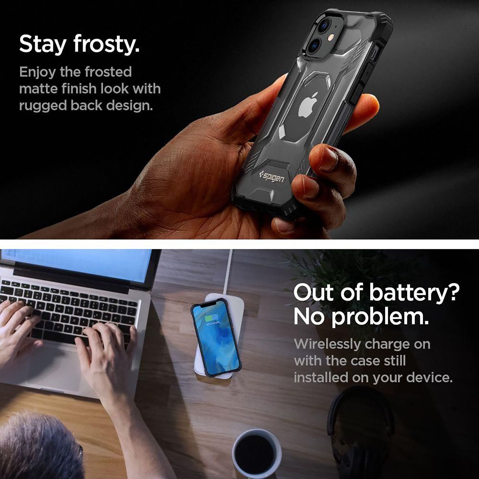 spigen Nitro Force TPU & Polycarbonate Back Cover for Apple iPhone 12 Mini (Air Cushion Technology, Clear)_5