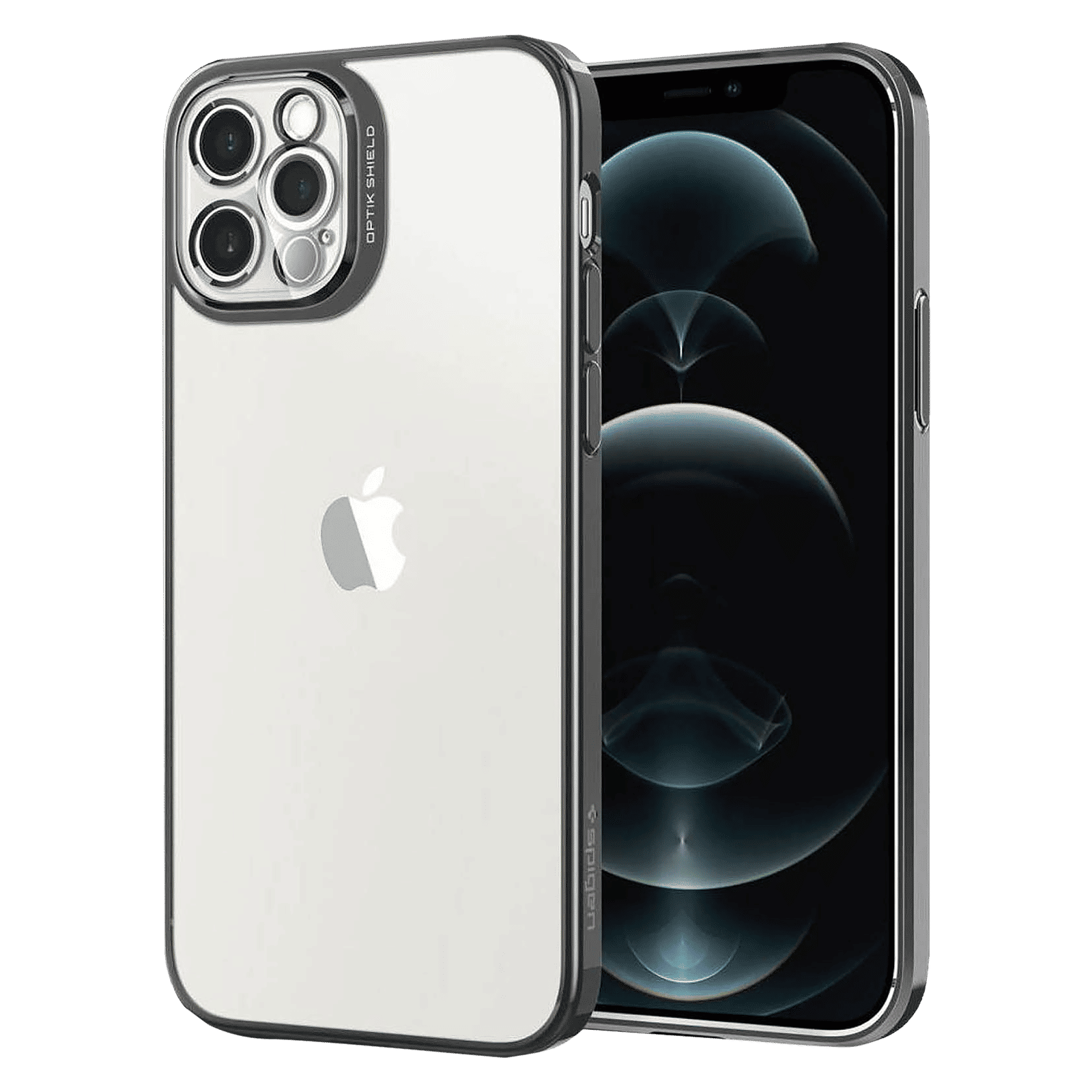 spigen Optik Crystal TPU Back Cover for Apple iPhone 12 Pro (Wireless Charging Compatible, Chrome Grey) spigen Optik Crystal TPU Back Cover for Apple iPhone 12 Pro (Wireless Charging Compatible, Chrome Grey)_3