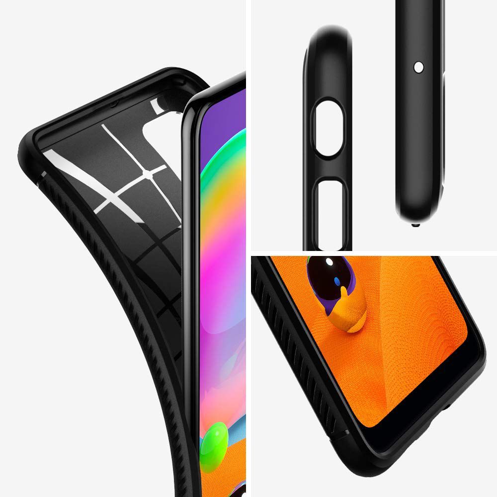 spigen Rugged Armor Soft TPU Back Cover for SAMSUNG Galaxy A31 (Air Cushion Technology, Matte Black)_10