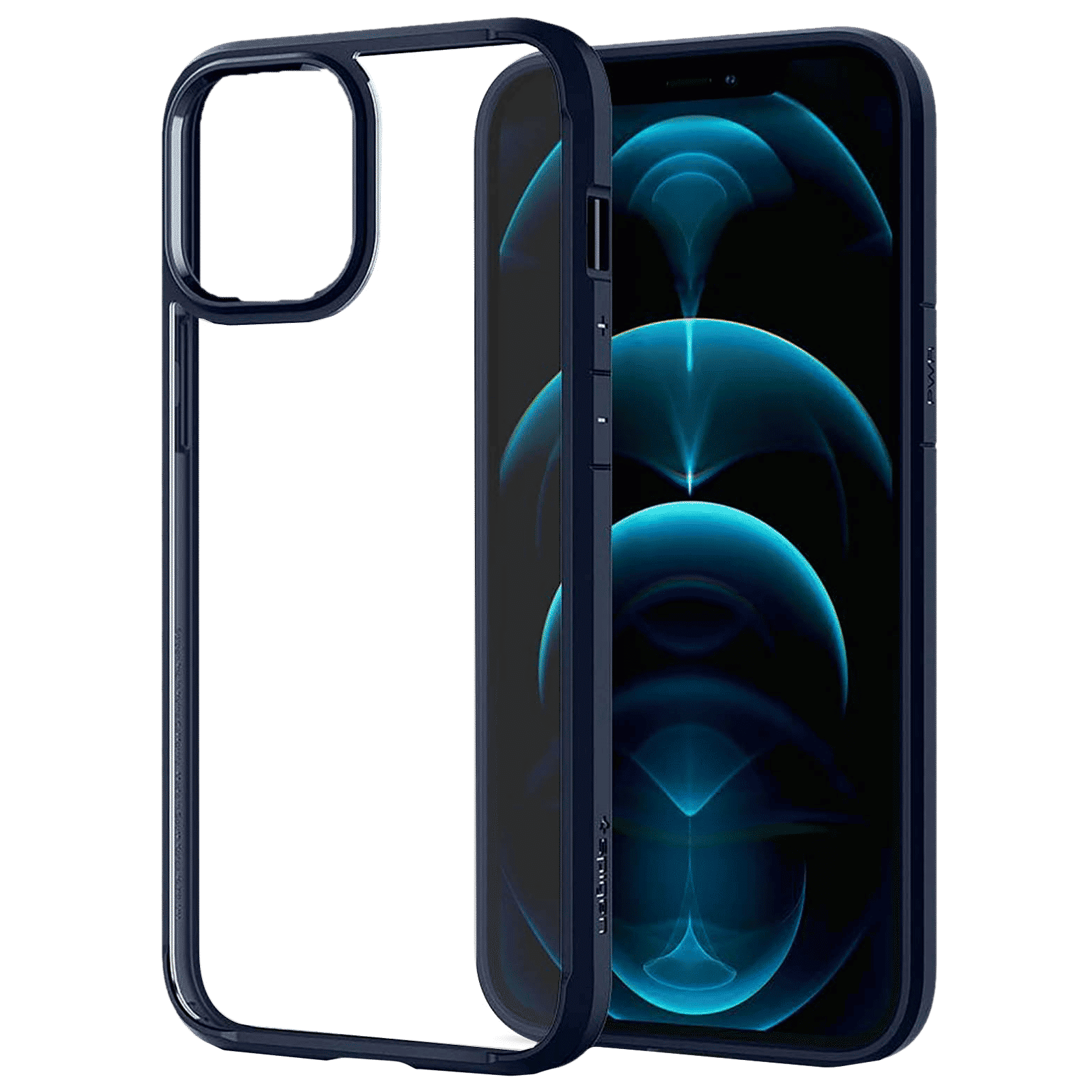 spigen Ultra Hybrid TPU & Polycarbonate Back Cover for Apple iPhone 12 Pro Max (Air Cushion Technology, Navy Blue)_8