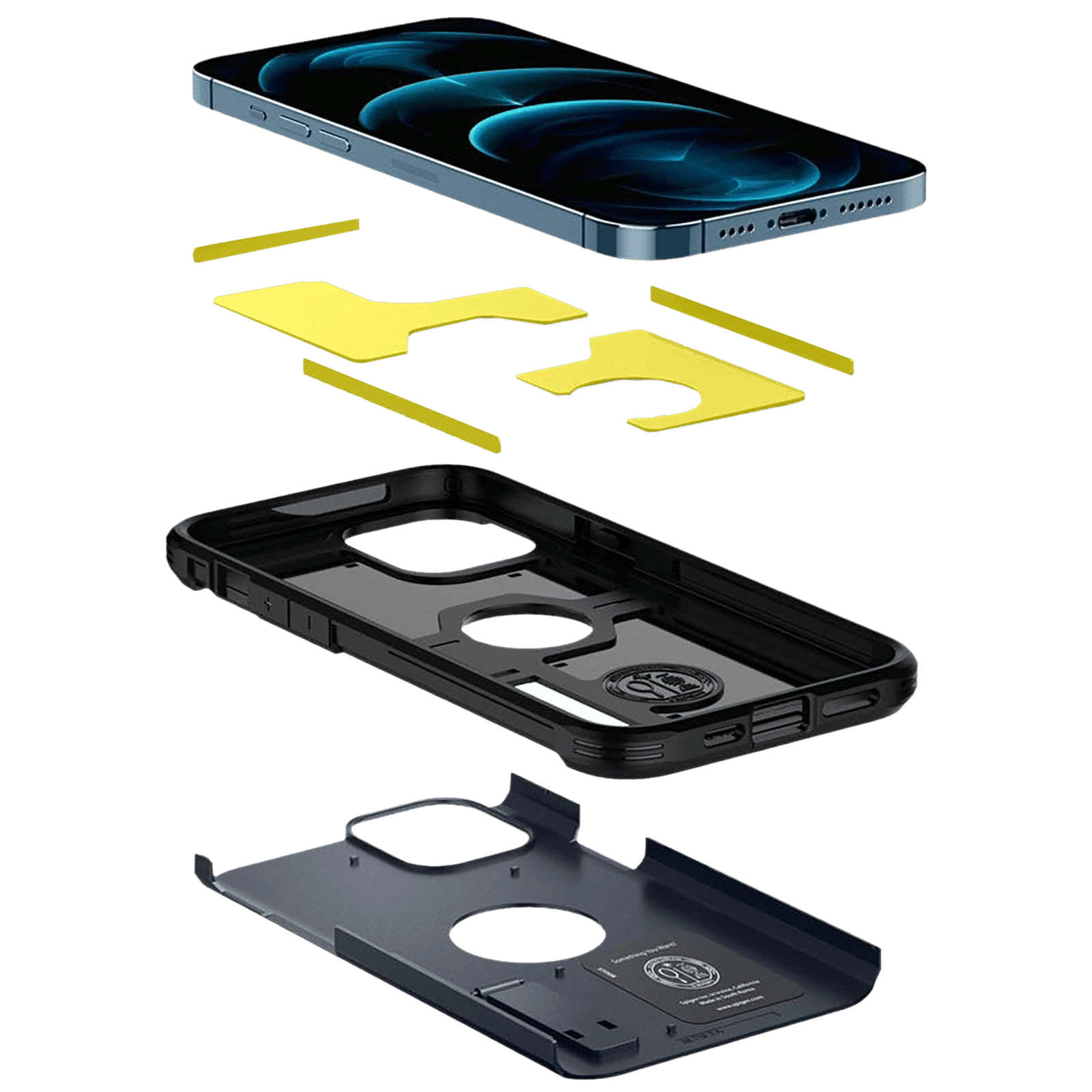 spigen Tough Armor TPU & Polycarbonate Back Case with Stand for Apple iPhone 12 Pro Max (Wireless Charging Compatible, Metal Slate)_10