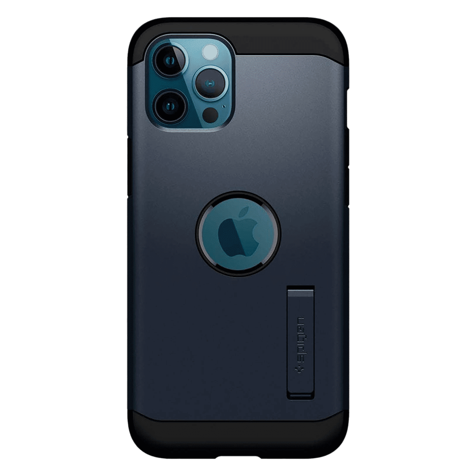 spigen Tough Armor TPU & Polycarbonate Back Case with Stand for Apple iPhone 12 Pro Max (Wireless Charging Compatible, Metal Slate)_4