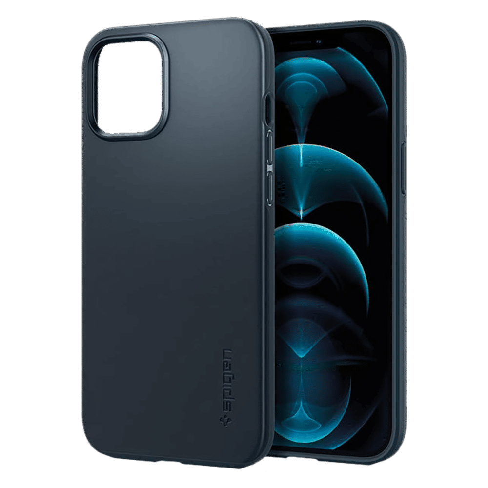 spigen Thin Fit Polycarbonate Back Cover for Apple iPhone 12 Pro Max (Wireless Charging Compatible, Metal Slate)_7