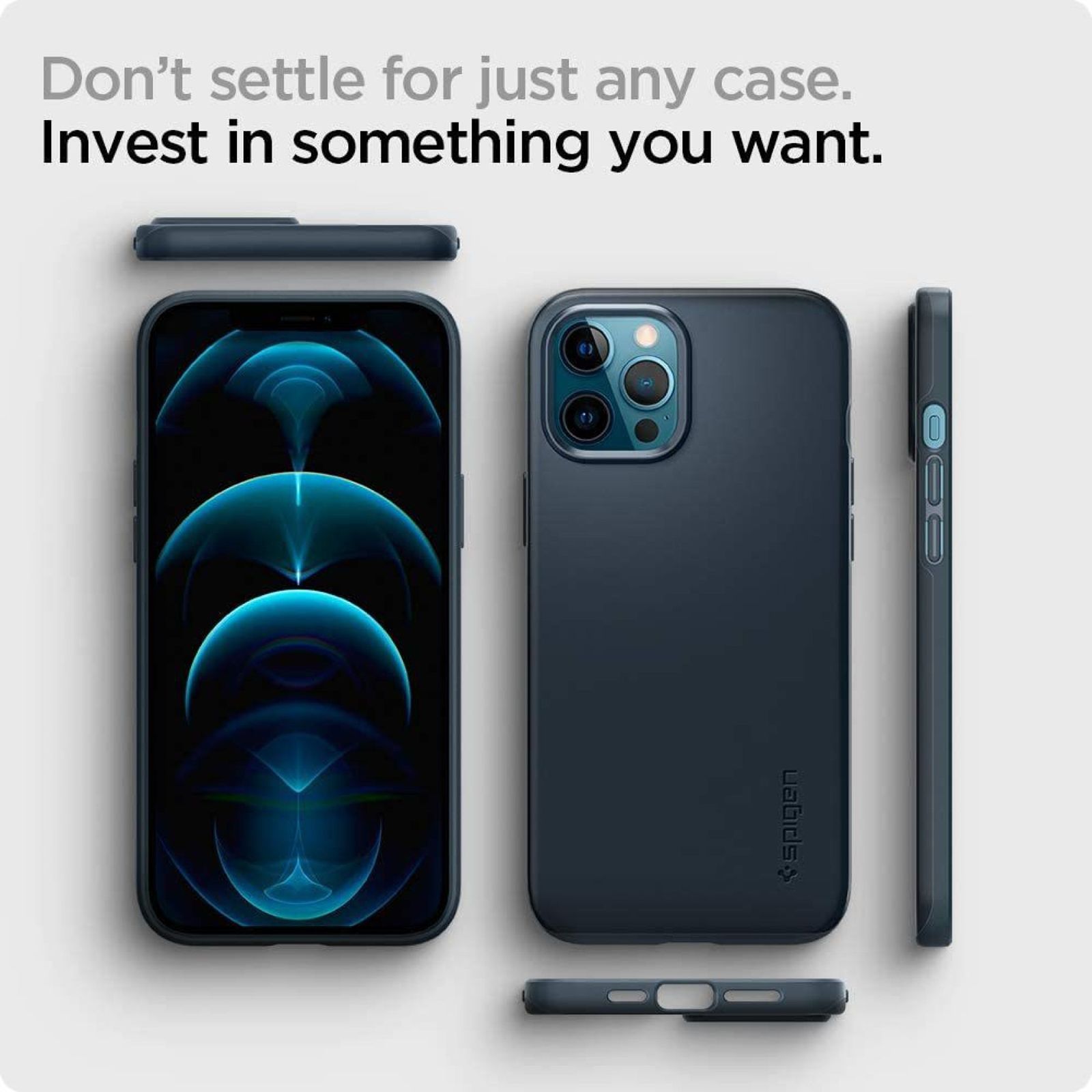 spigen Thin Fit Polycarbonate Back Cover for Apple iPhone 12 Pro Max (Wireless Charging Compatible, Metal Slate)_5