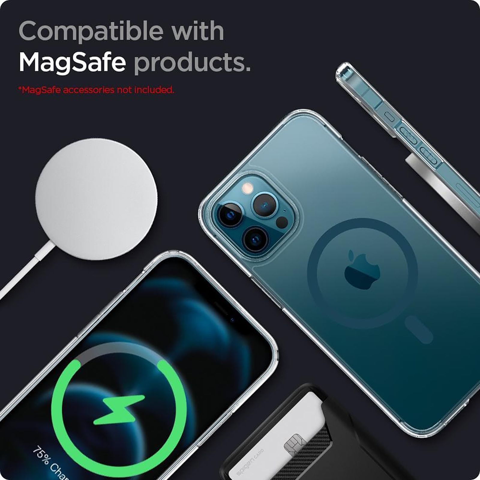 spigen Ultra Hybrid Mag TPU & Polycarbonate Back Cover for Apple iPhone 12 Pro Max (Air Cushion Technology, Pacific Blue)_9