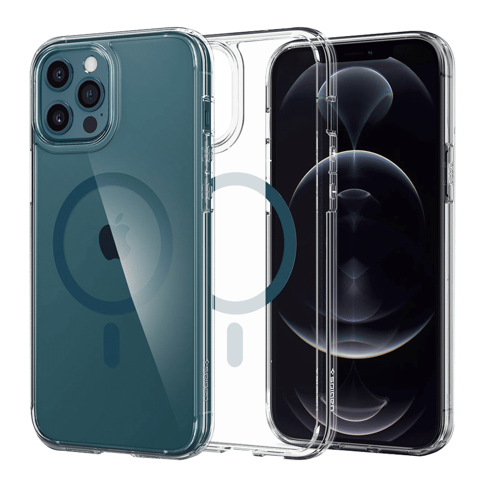 spigen Ultra Hybrid Mag TPU & Polycarbonate Back Cover for Apple iPhone 12 Pro Max (Air Cushion Technology, Pacific Blue)_17