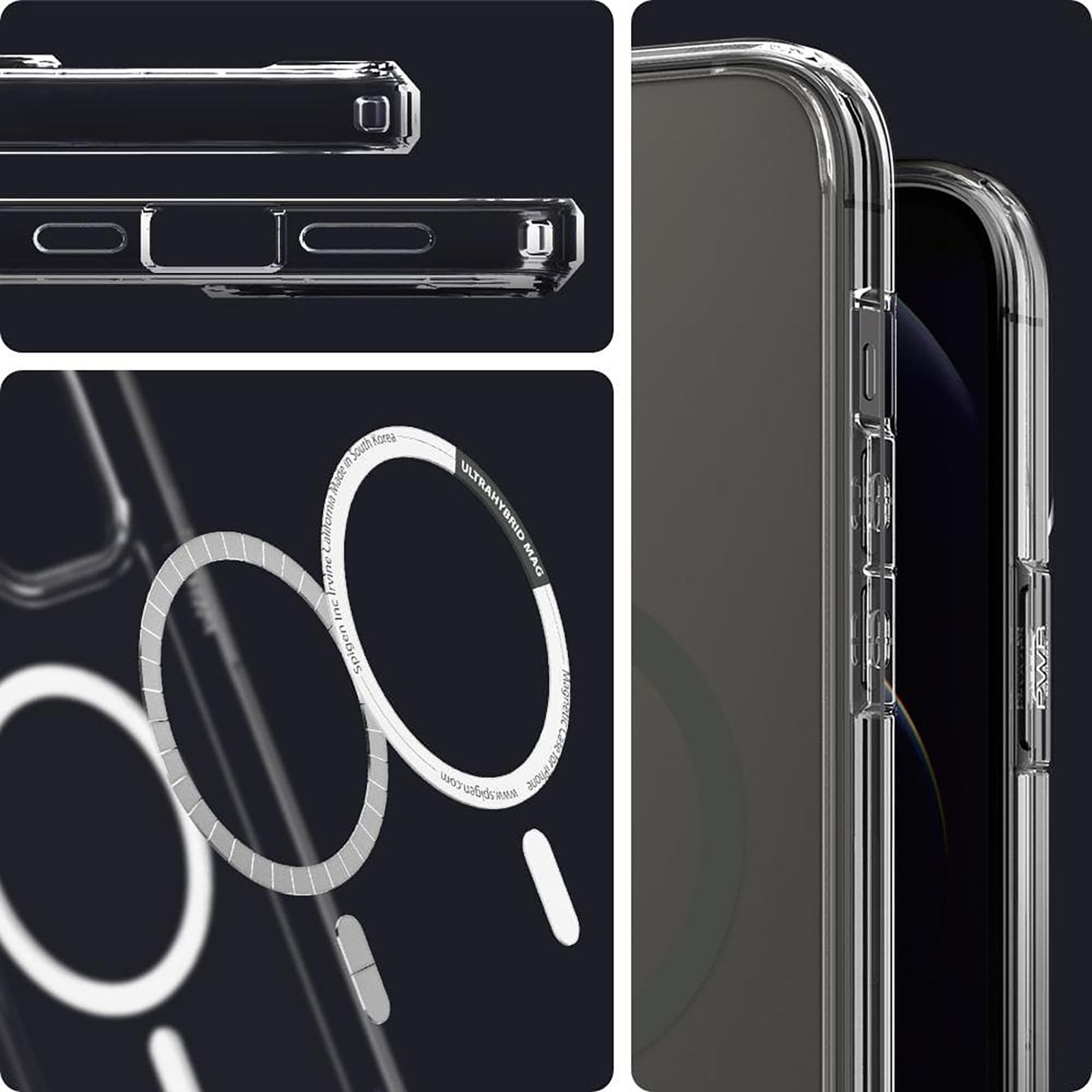 spigen Ultra Hybrid Mag TPU & Polycarbonate Back Cover for Apple iPhone 12 Pro Max (Air Cushion Technology, Graphite)_14