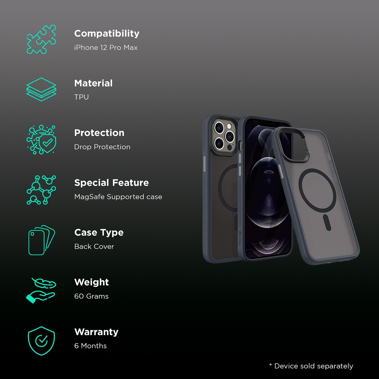 spigen Cyrill TPU Back Cover for Apple iPhone 12 Pro Max (MagSafe Supported case, Graphite)_2