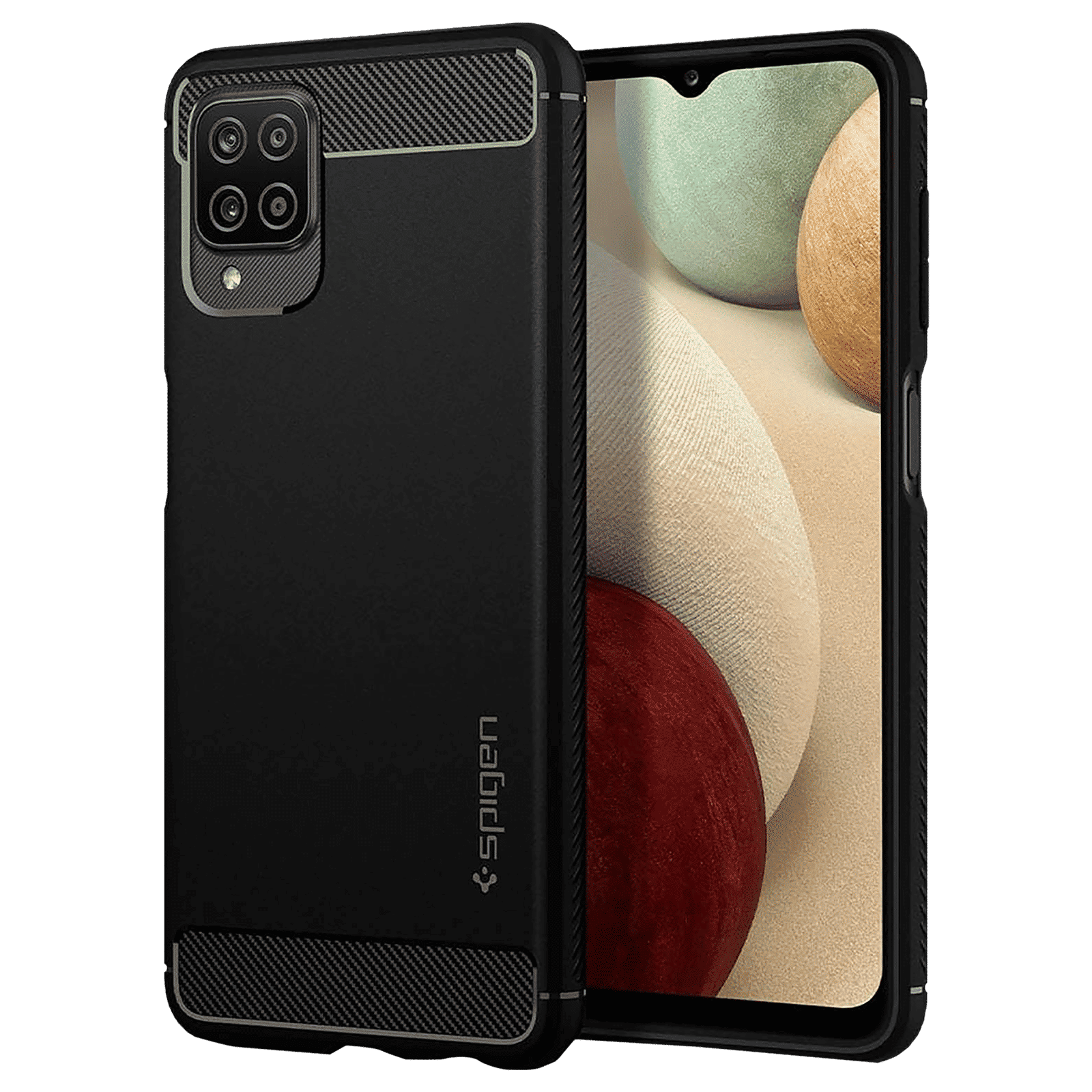 spigen Rugged Armor TPU Back Case For Galaxy A12 (Air Cushion Technology, ACS02786, Black)_1