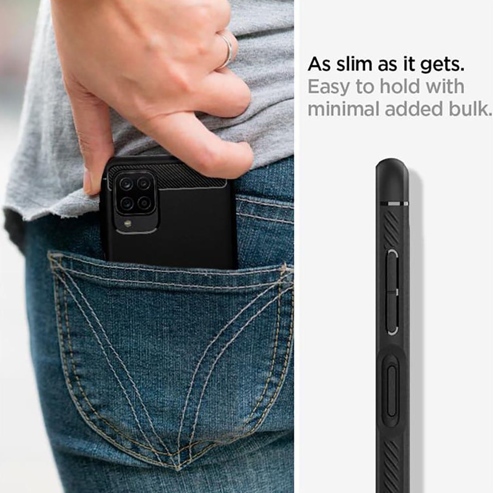 spigen Rugged Armor TPU Back Case For Galaxy A12 (Air Cushion Technology, ACS02786, Black)_8