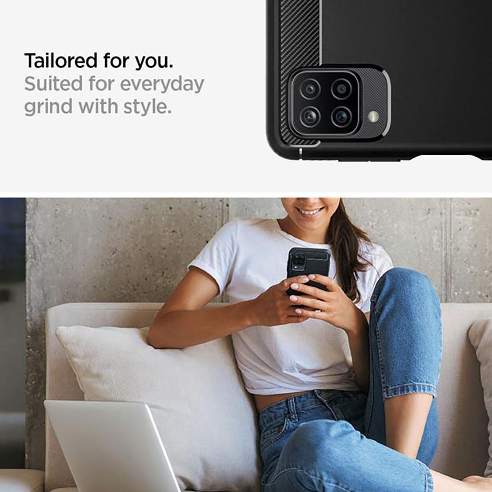 spigen Rugged Armor TPU Back Case For Galaxy A12 (Air Cushion Technology, ACS02786, Black)_9