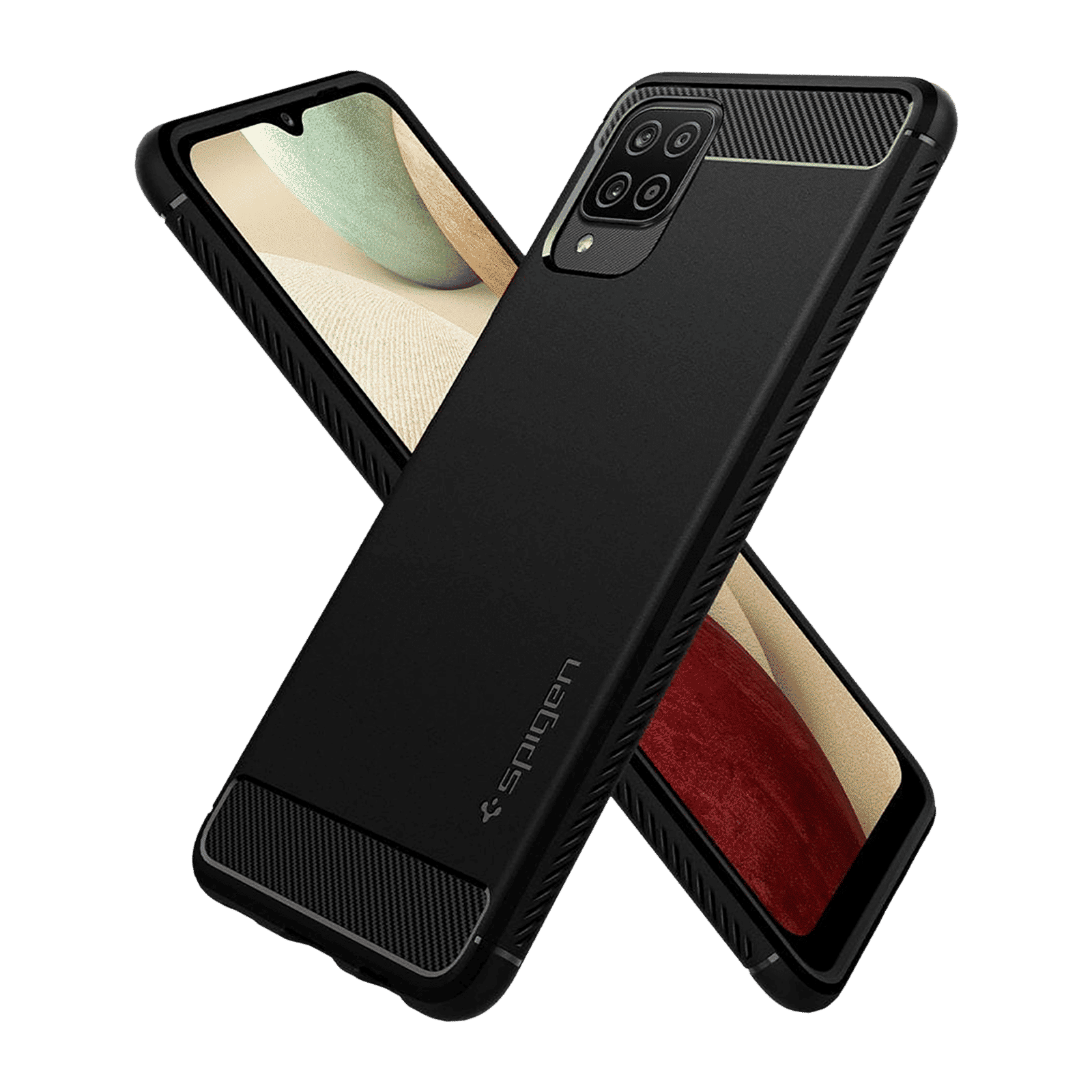 spigen Rugged Armor TPU Back Case For Galaxy A12 (Air Cushion Technology, ACS02786, Black)_3