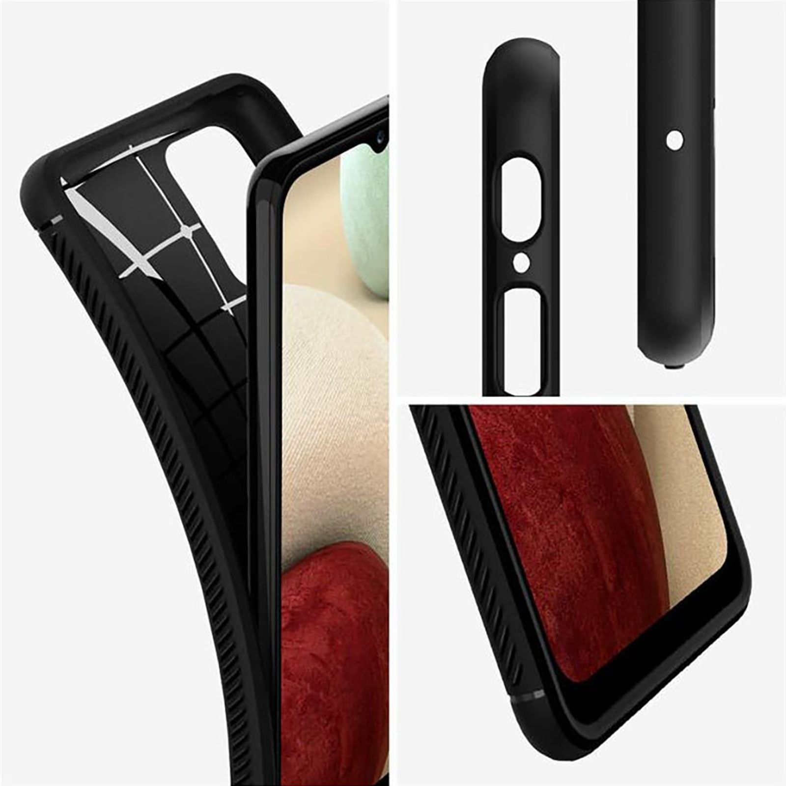 spigen Rugged Armor TPU Back Case For Galaxy A12 (Air Cushion Technology, ACS02786, Black)_4