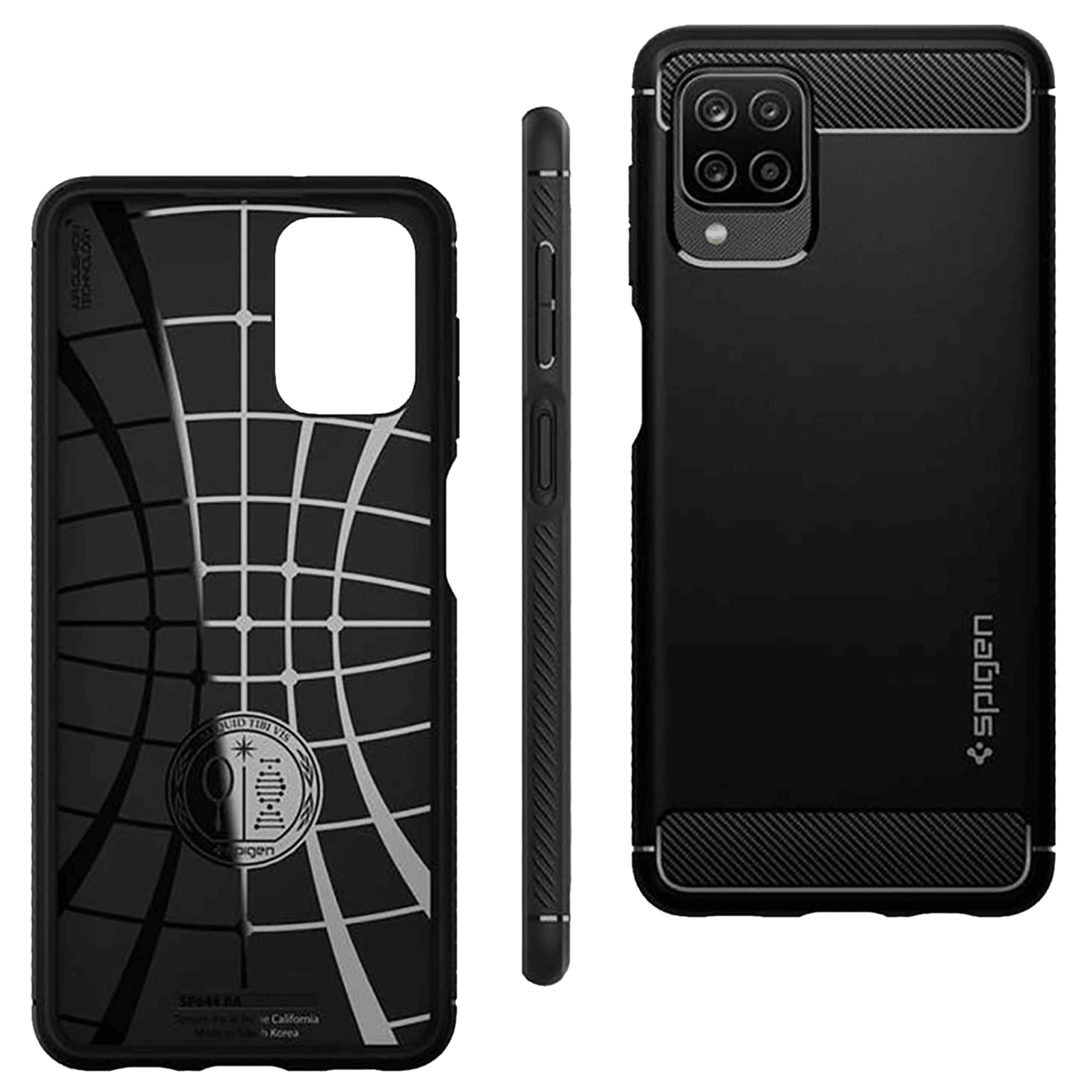 spigen Rugged Armor TPU Back Case For Galaxy A12 (Air Cushion Technology, ACS02786, Black)_5