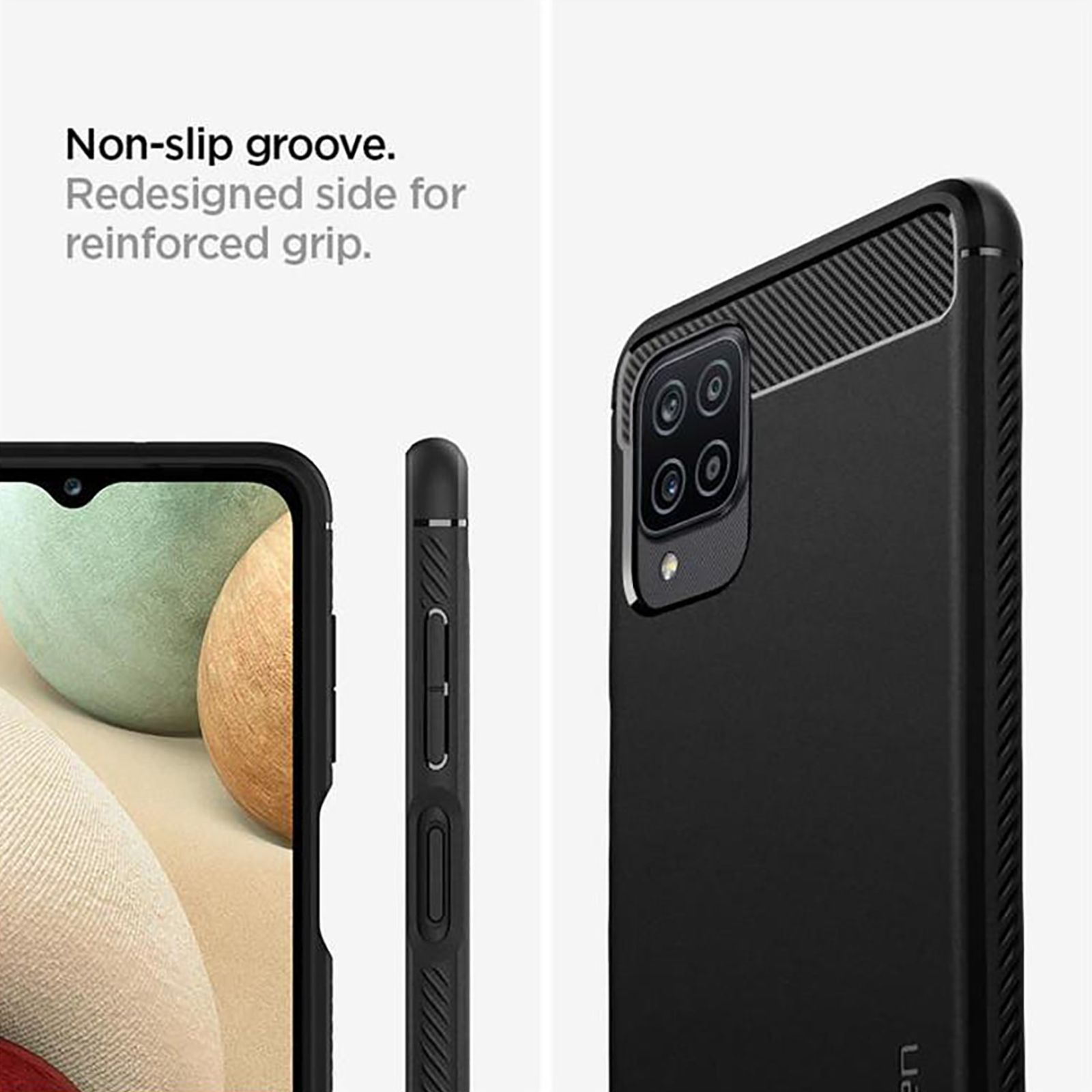 spigen Rugged Armor TPU Back Case For Galaxy A12 (Air Cushion Technology, ACS02786, Black)_6