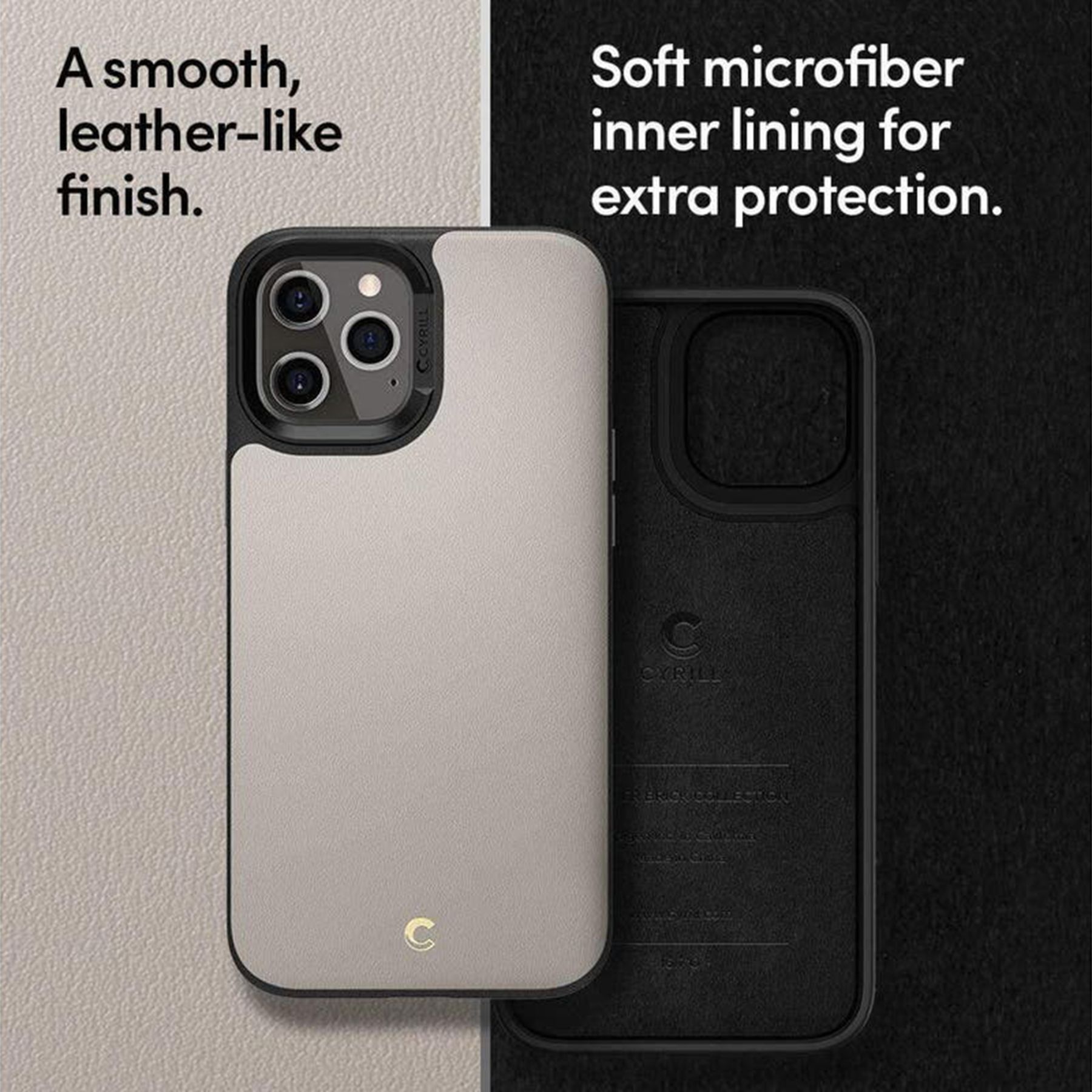 spigen Cyrill Polyurethane Leather Back Cover for Apple iPhone 12 Pro Max (Multi Layer Protection, Stone)_10