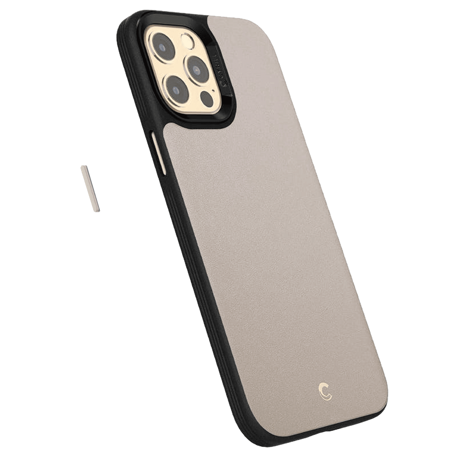 spigen Cyrill Polyurethane Leather Back Cover for Apple iPhone 12 Pro Max (Multi Layer Protection, Stone)_5