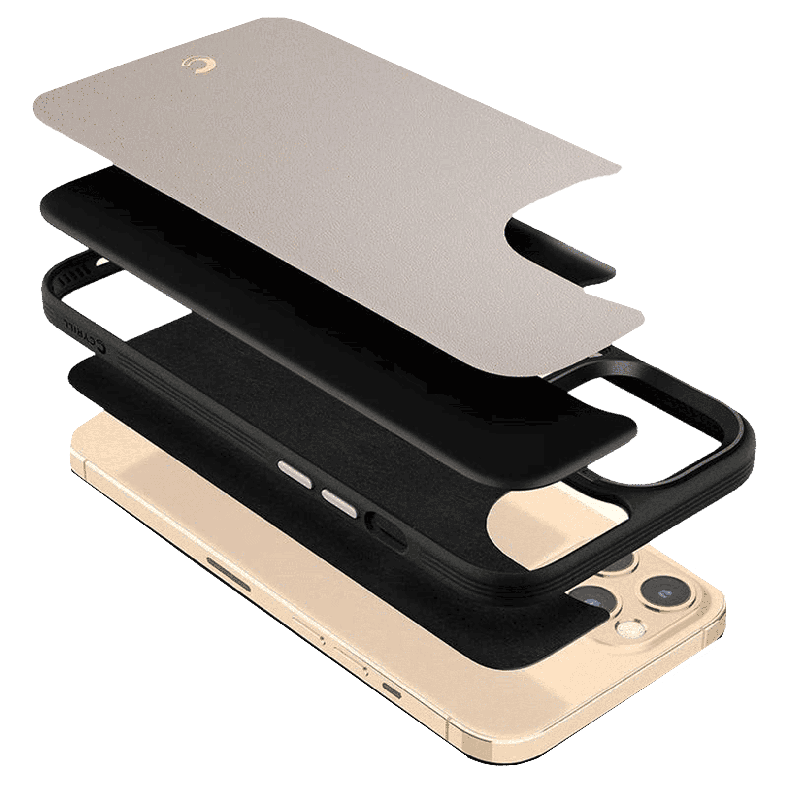 spigen Cyrill Polyurethane Leather Back Cover for Apple iPhone 12 Pro Max (Multi Layer Protection, Stone)_6