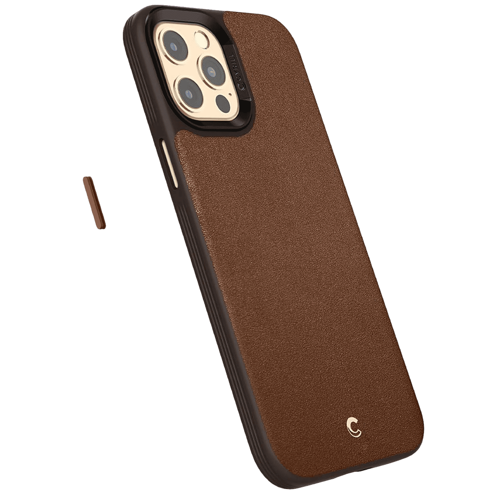spigen Brick Soft Faux Leather, TPU & Polycarbonate Back Cover for Apple iPhone 12 Pro Max (Supports Wireless Charging, Saddle Brown)_10