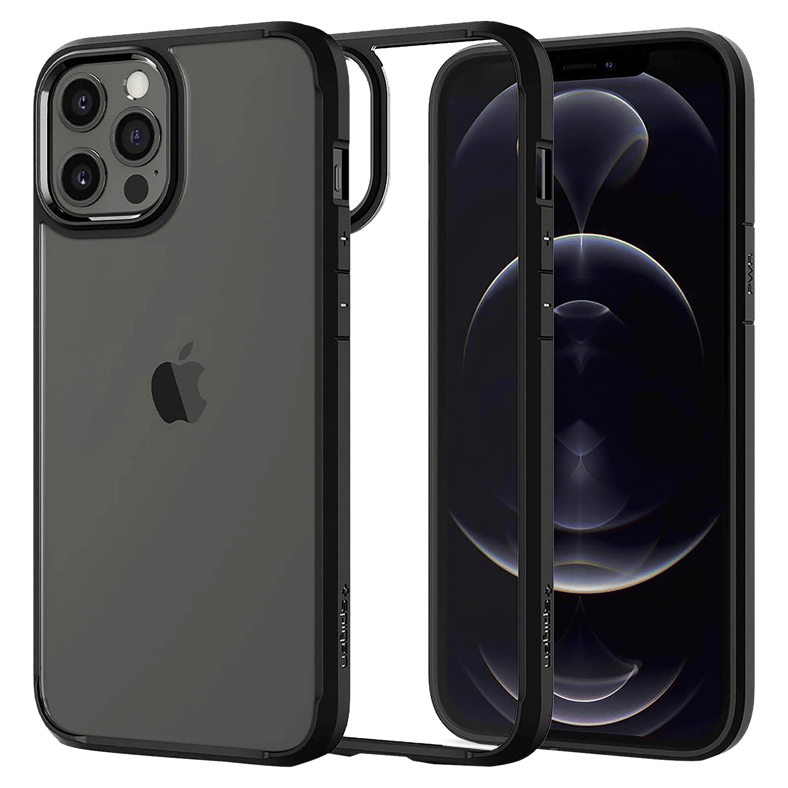 spigen Ultra Hybrid TPU & Polycarbonate Back Cover for Apple iPhone 12 Pro Max (Air Cushion Technology, Matte Black)_1