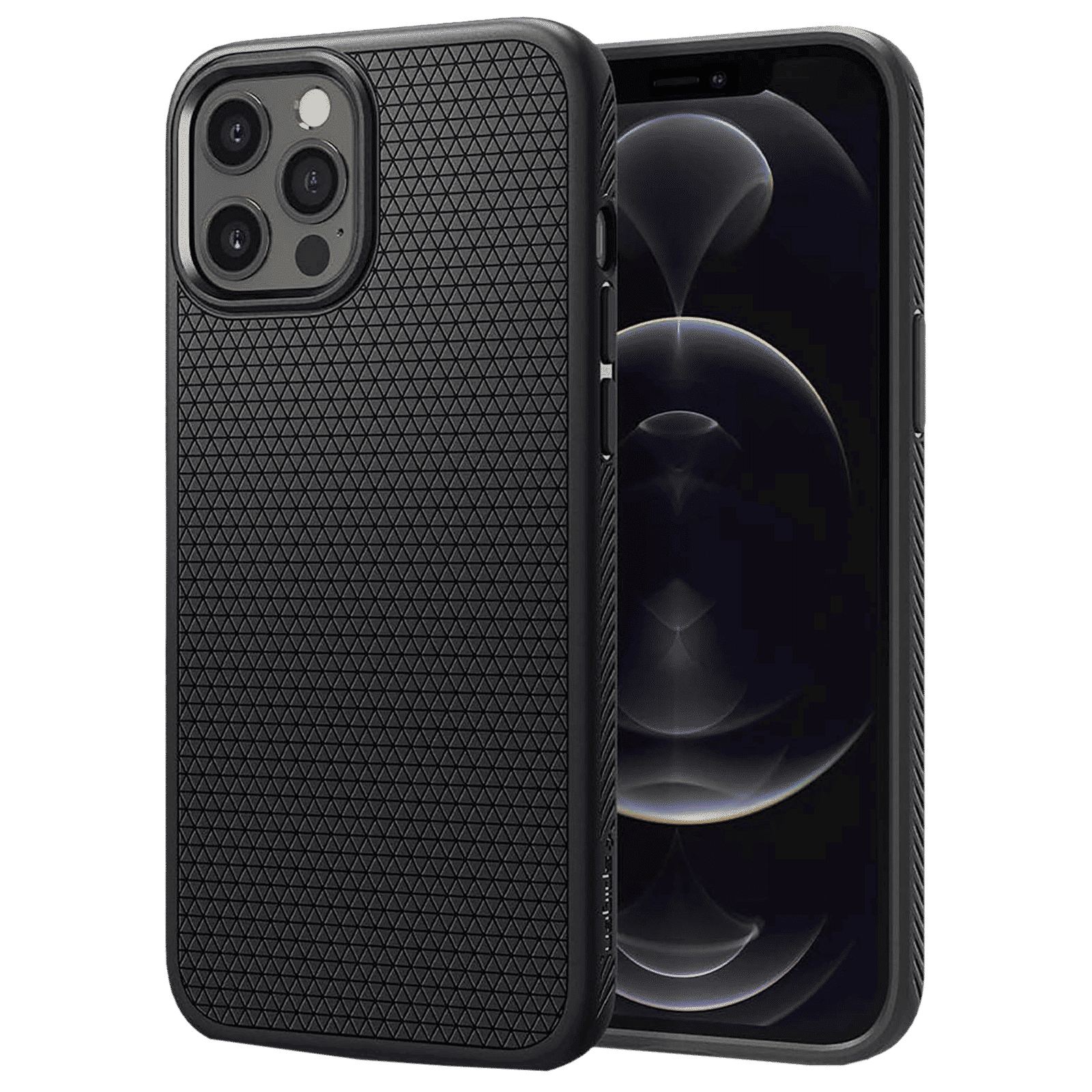 spigen Liquid Air TPU Back Cover For Apple iPhone 12 Pro Max (Supports Wireless Charging, Matte Black)_1