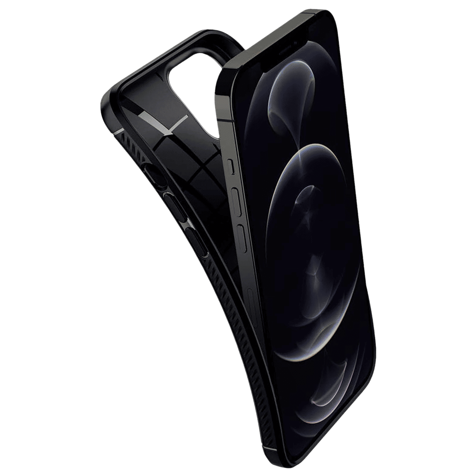 spigen Rugged Armor TPU & PC Back Case For iPhone 12 Pro Max (Slim & Grip-Friendly, ACS01616, Matte Black)_8