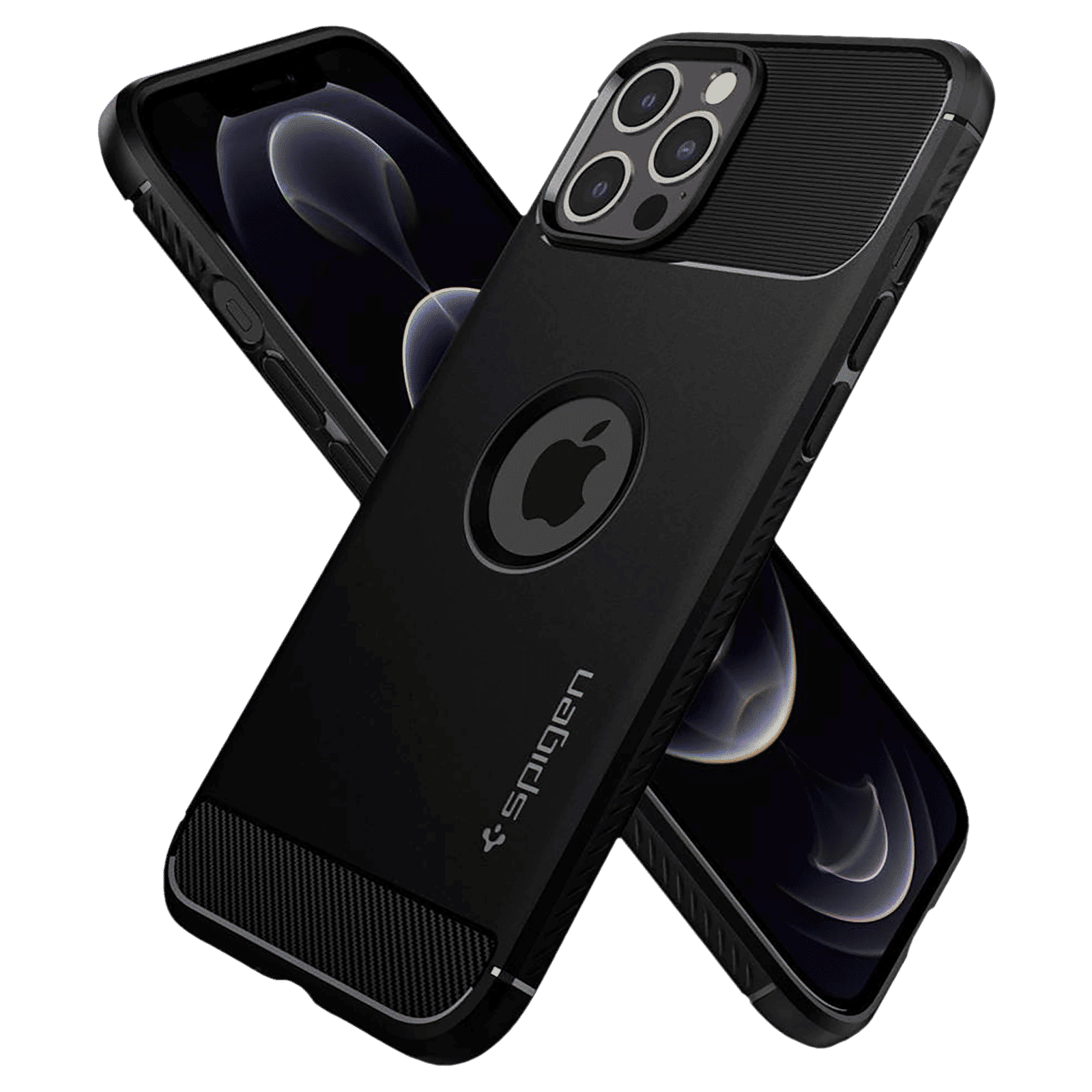 spigen Rugged Armor TPU & PC Back Case For iPhone 12 Pro Max (Slim & Grip-Friendly, ACS01616, Matte Black)_9