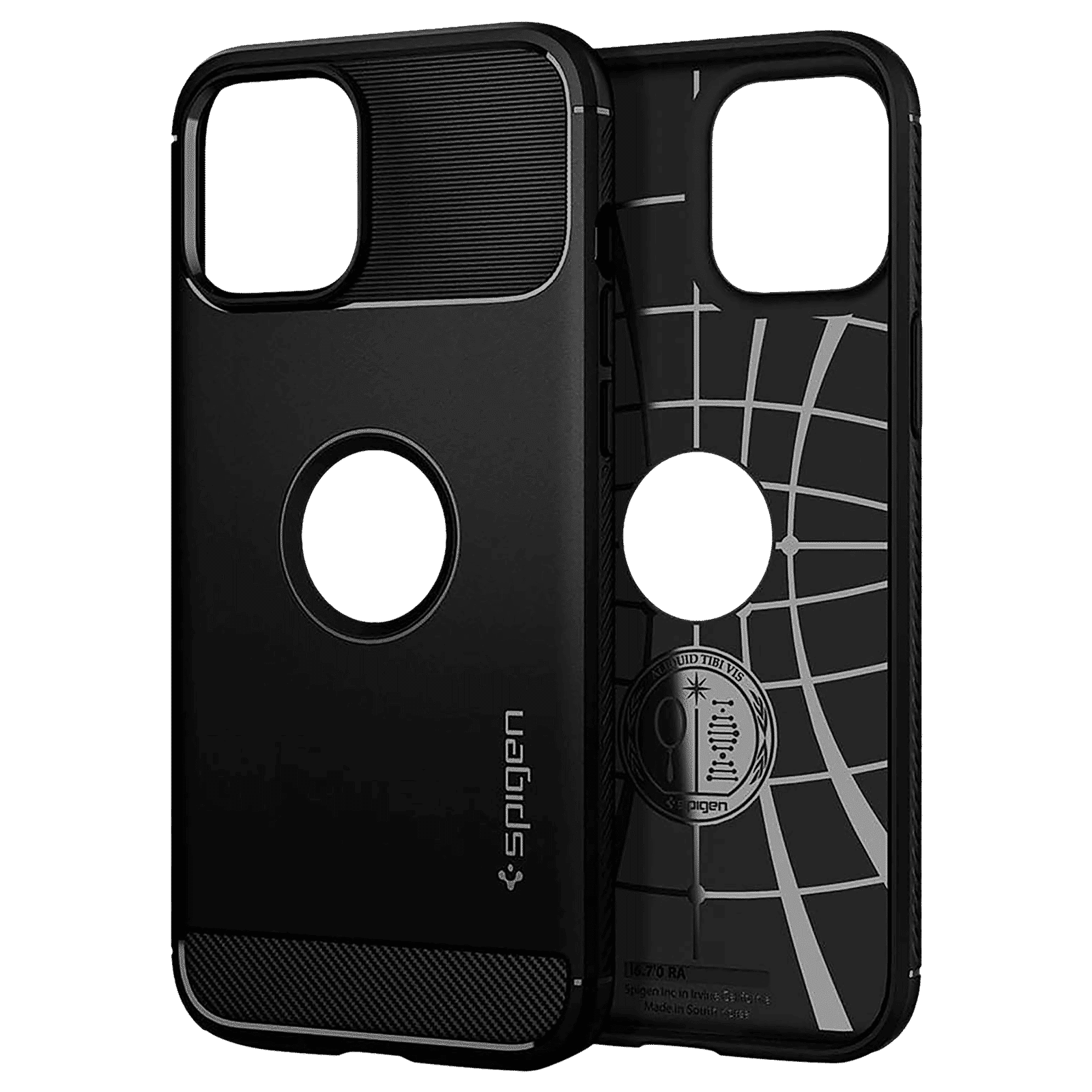 spigen Rugged Armor TPU & PC Back Case For iPhone 12 Pro Max (Slim & Grip-Friendly, ACS01616, Matte Black)_10