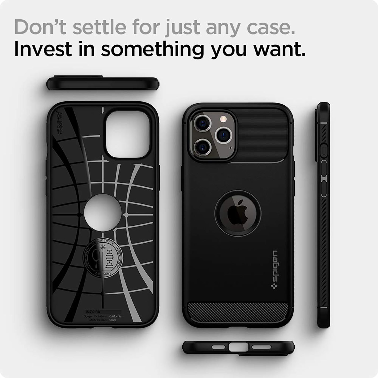 spigen Rugged Armor TPU & PC Back Case For iPhone 12 Pro Max (Slim & Grip-Friendly, ACS01616, Matte Black)_13