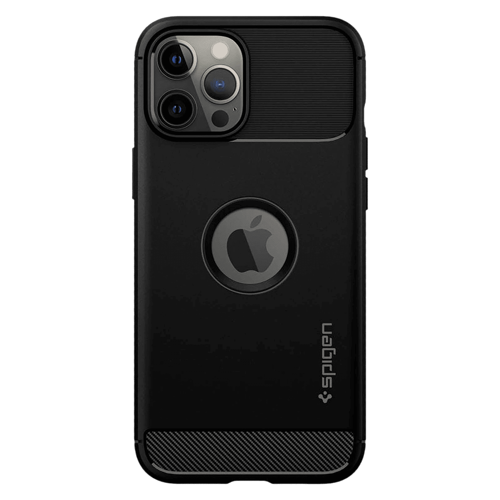 spigen Rugged Armor TPU & PC Back Case For iPhone 12 Pro Max (Slim & Grip-Friendly, ACS01616, Matte Black)_4