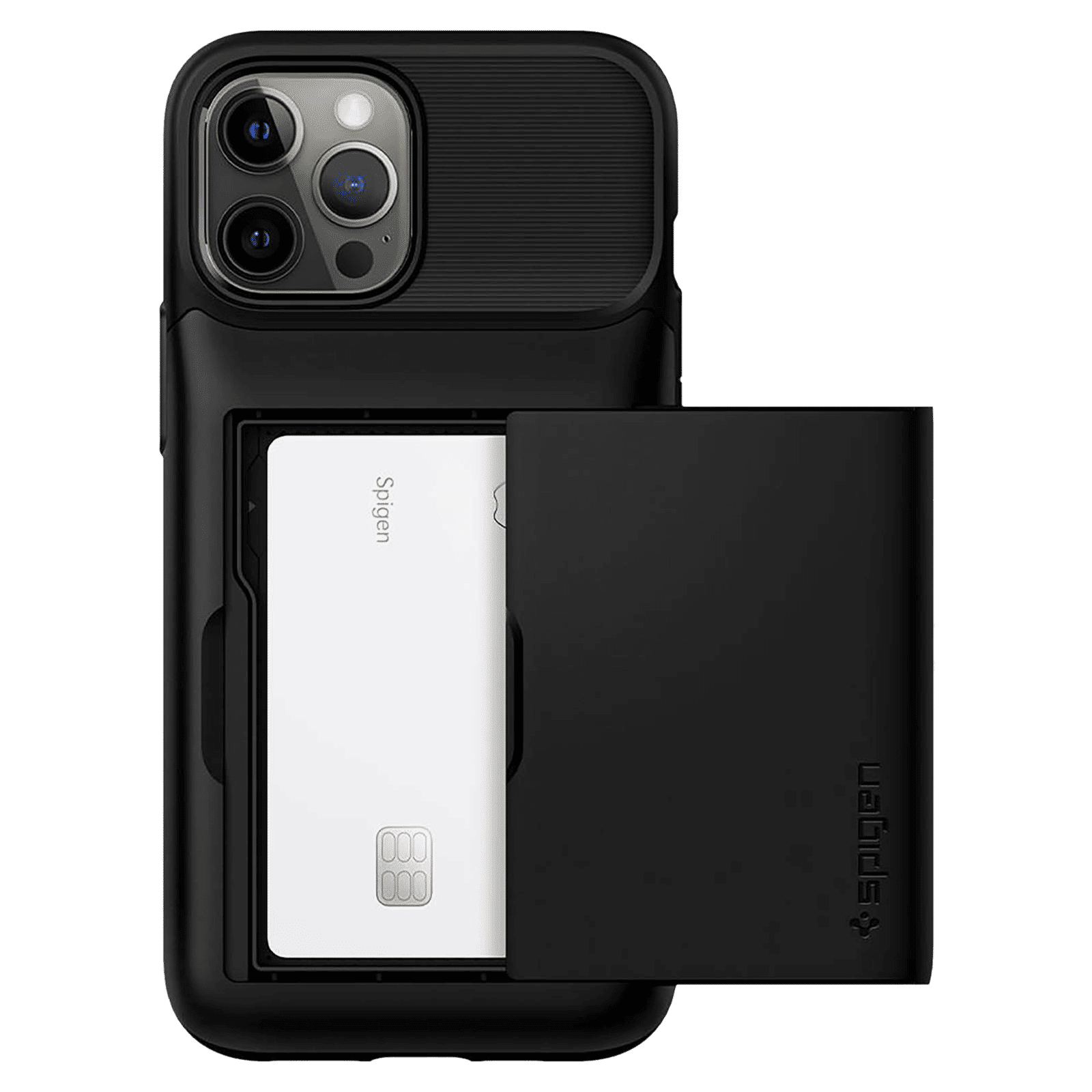 spigen Slim Armor Wallet TPU & Polycarbonate Back Cover for Apple iPhone 12 Pro Max (Air Cushion Technology, Black)_7