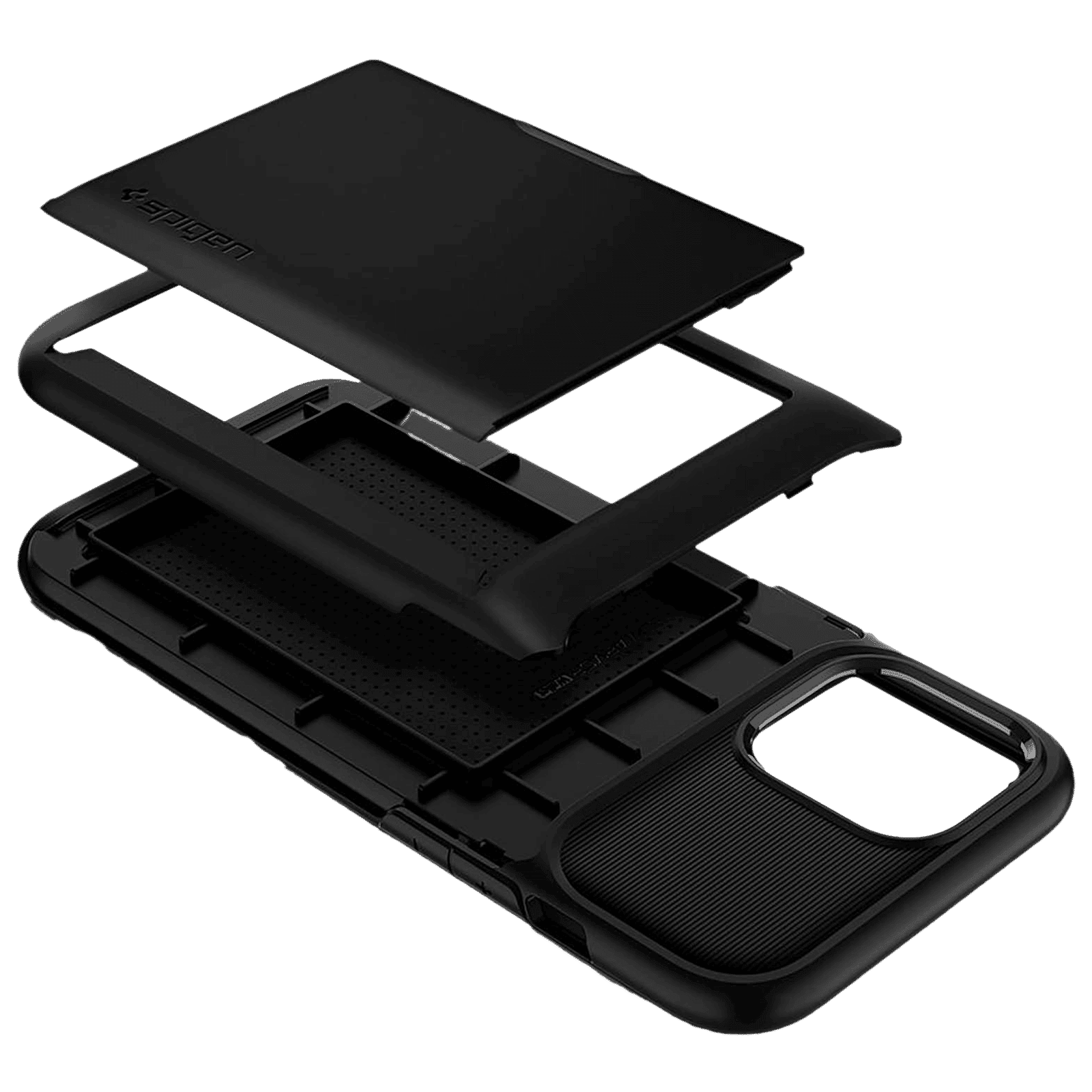 spigen Slim Armor Wallet TPU & Polycarbonate Back Cover for Apple iPhone 12 Pro Max (Air Cushion Technology, Black)_9