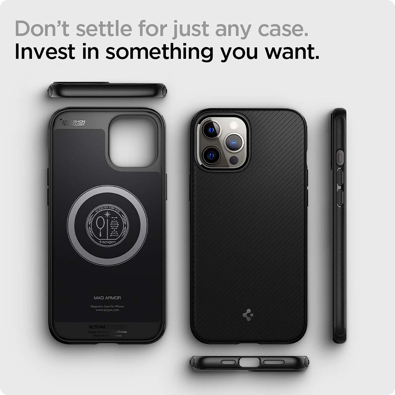 spigen TPU Back Cover for Apple iPhone 12 Pro Max (Air Cushion Technology,, Matte Black)_3