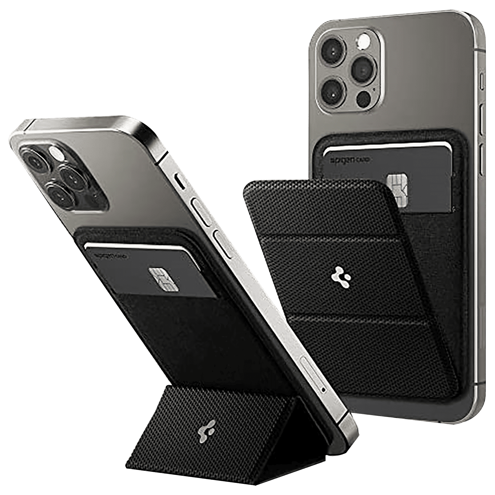 spigen Smart Fold Wallet Card Holder For Apple iPhone 12/iPhone 12 Pro/iPhone 12 Mini (Tri-Fold Design, AMP02746, Black)_1