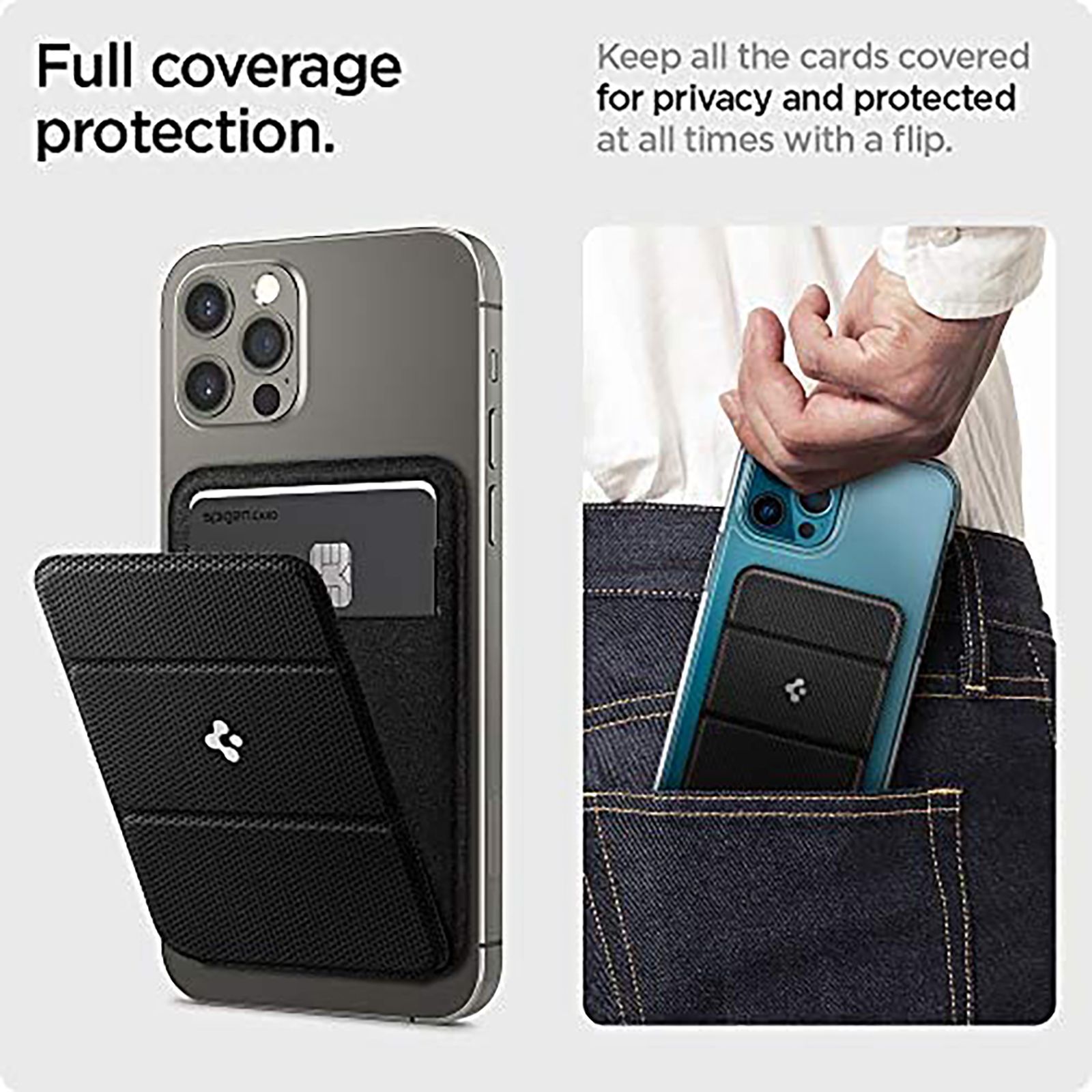 spigen Smart Fold Wallet Card Holder For Apple iPhone 12/iPhone 12 Pro/iPhone 12 Mini (Tri-Fold Design, AMP02746, Black)_7