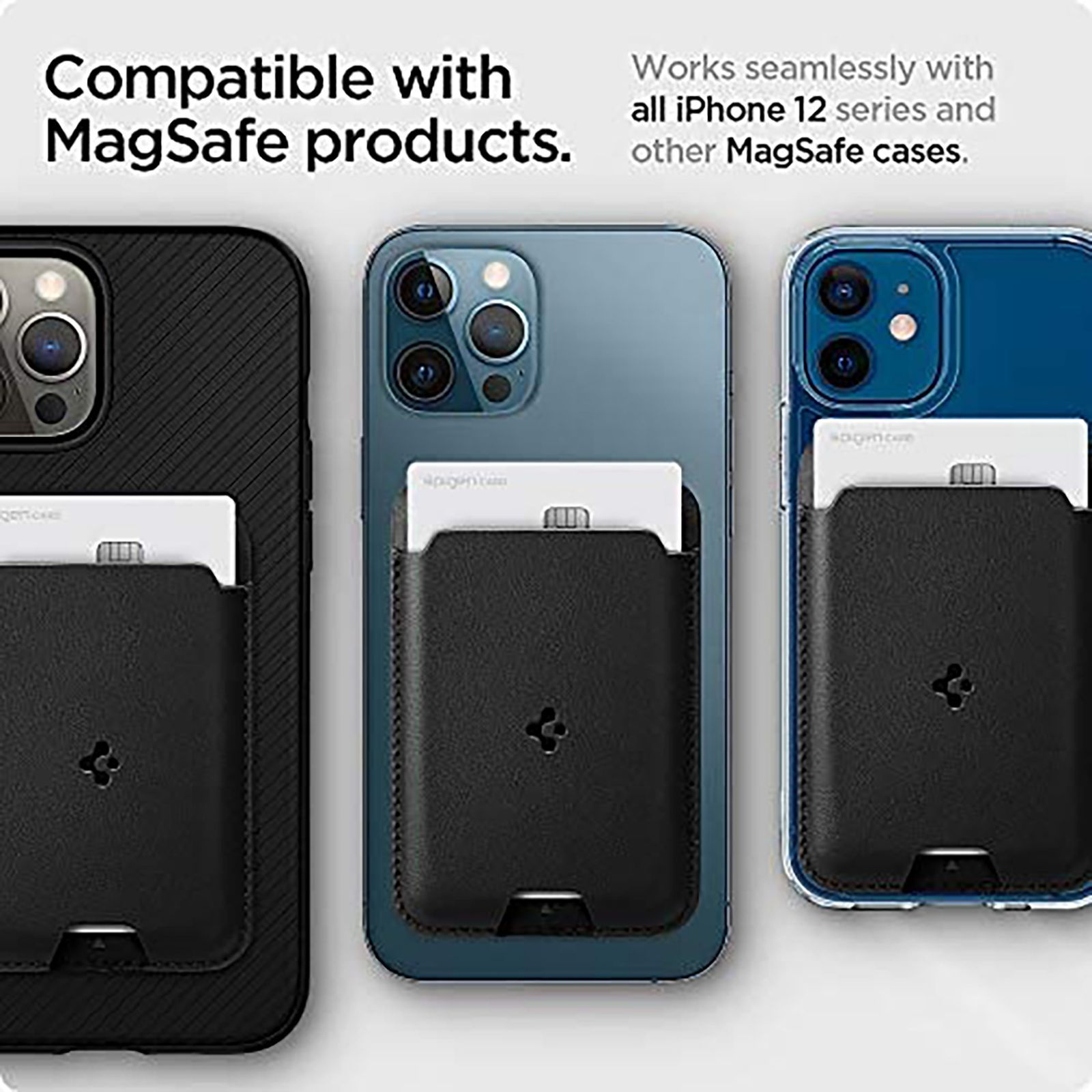 spigen Valentinus PU Leather & Magnet Card Holder For Apple iPhone 12 Series (Slim Form Factor, AMP02284, Black)_7