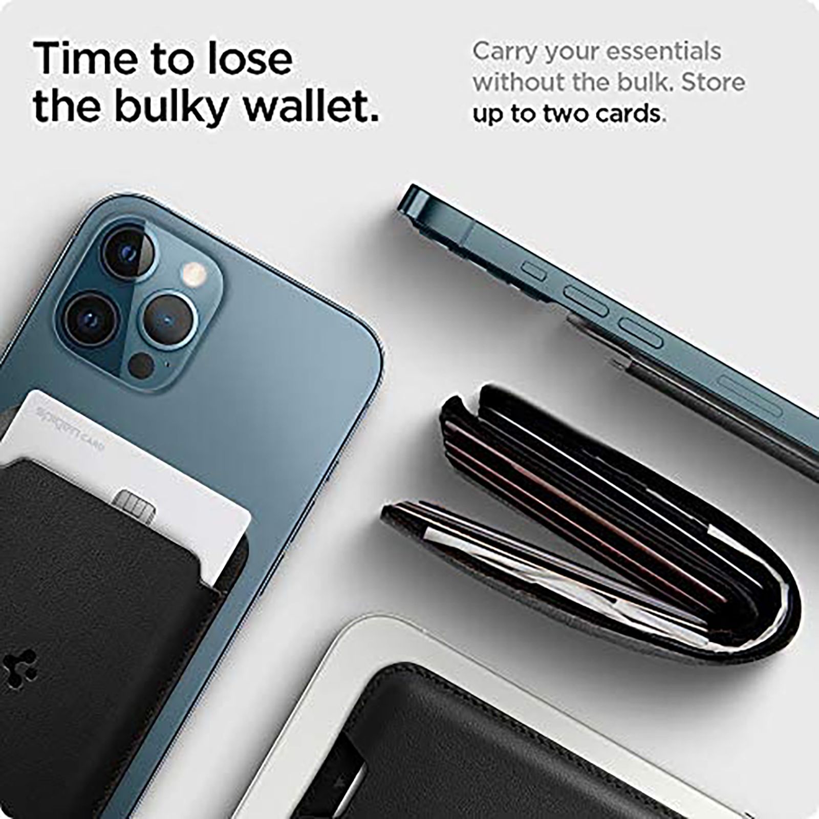 spigen Valentinus PU Leather & Magnet Card Holder For Apple iPhone 12 Series (Slim Form Factor, AMP02284, Black)_3
