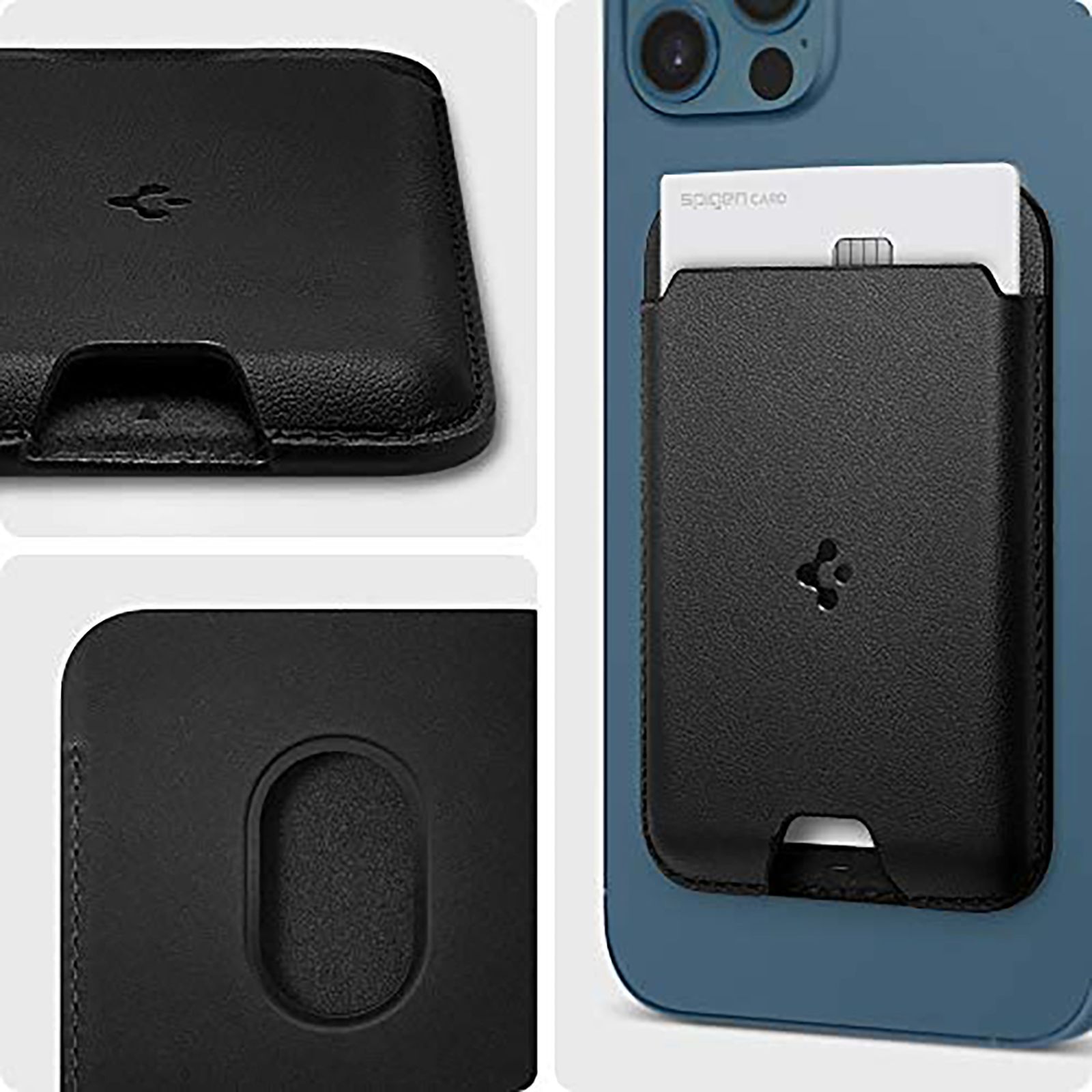spigen Valentinus PU Leather & Magnet Card Holder For Apple iPhone 12 Series (Slim Form Factor, AMP02284, Black)_6