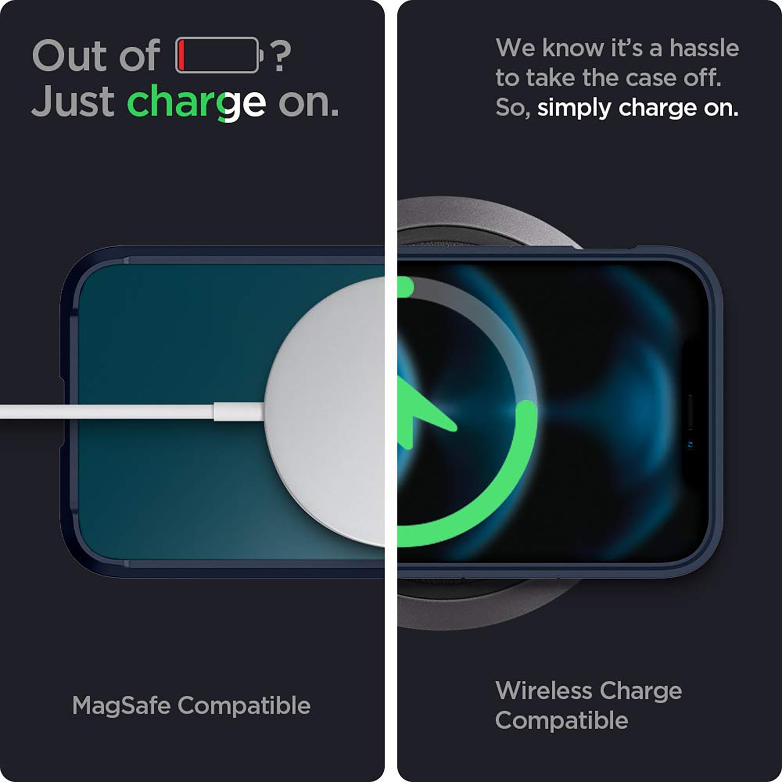 spigen Ultra Hybrid Polycarbonate & TPU Back Cover for Apple iPhone 12, 12 Pro (Supports Wireless Charging, Navy Blue)_9