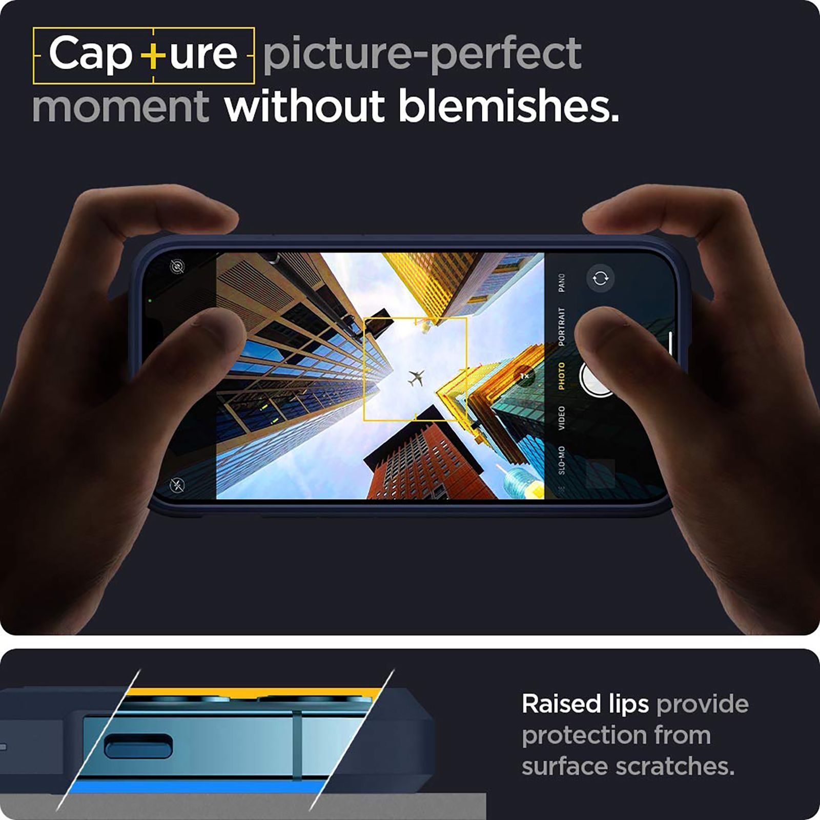 spigen Ultra Hybrid Polycarbonate & TPU Back Cover for Apple iPhone 12, 12 Pro (Supports Wireless Charging, Navy Blue)_10