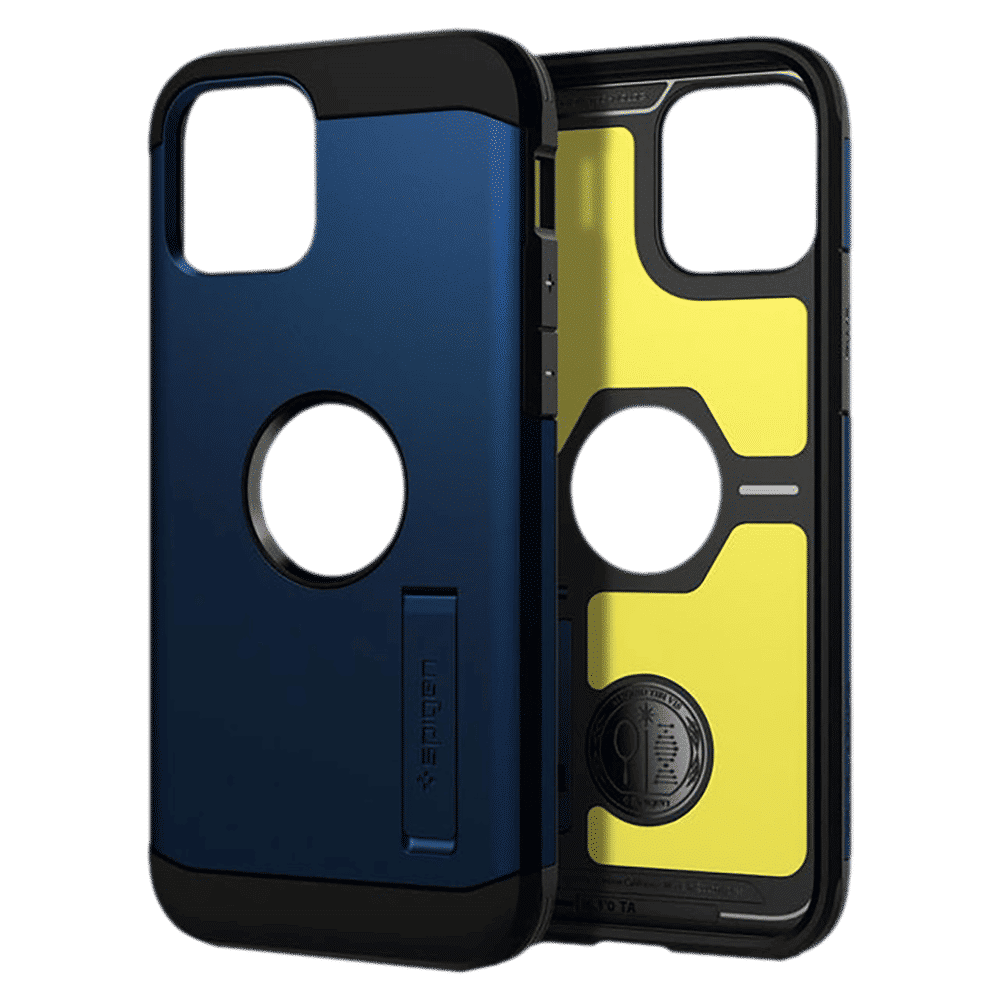 spigen Tough Armor Polycarbonate & TPU Back Cover for Apple iPhone 12, 12 Pro (Supports Wireless Charging, Navy Blue)_14