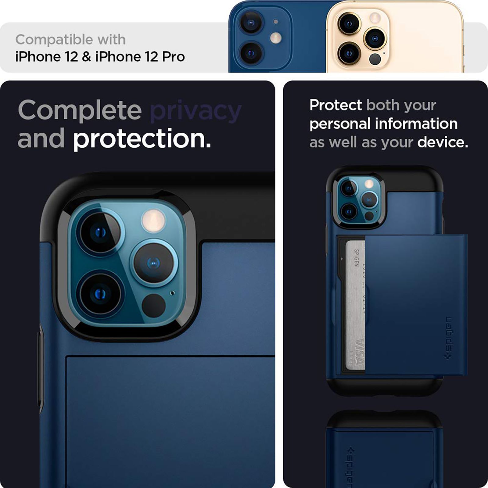 spigen Slim Armor CS TPU & Polycarbonate Back Cover for Apple iPhone 12, 12 Pro (Air Cushion Technology, Navy Blue) spigen Slim Armor CS TPU & Polycarbonate Back Cover for Apple iPhone 12, 12 Pro (Air Cushion Technology, Navy Blue)_11
