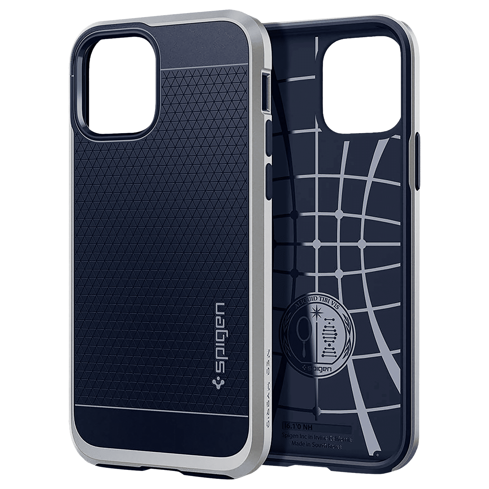 spigen Neo Hybrid Polycarbonate & TPU Back Cover for Apple iPhone 12, 12 Pro (Raised Edges, Satin Silver)_10